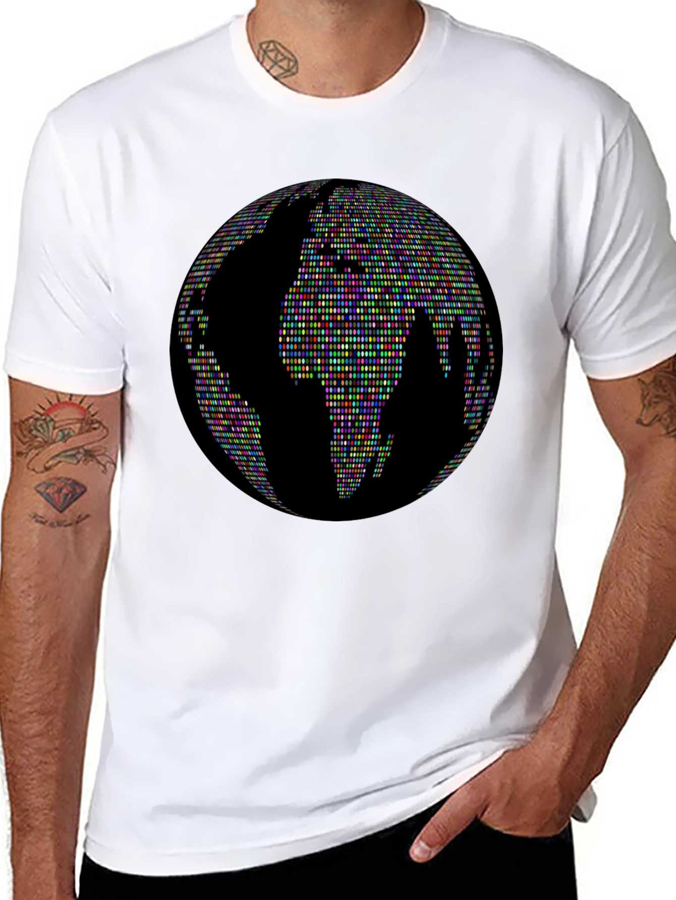Globe People Graphic Print Black T-Shirt