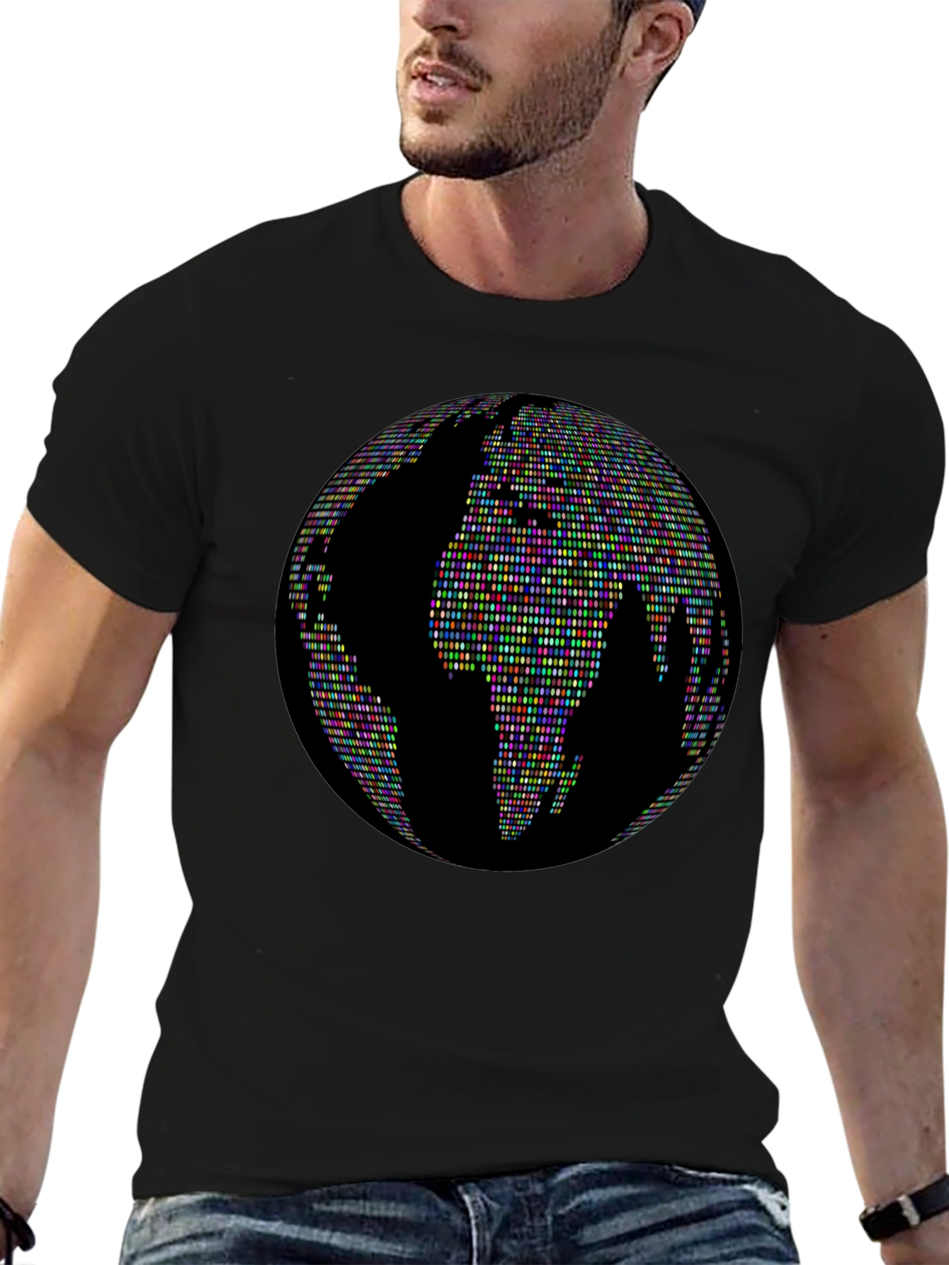 Globe People Graphic Print Black T-Shirt