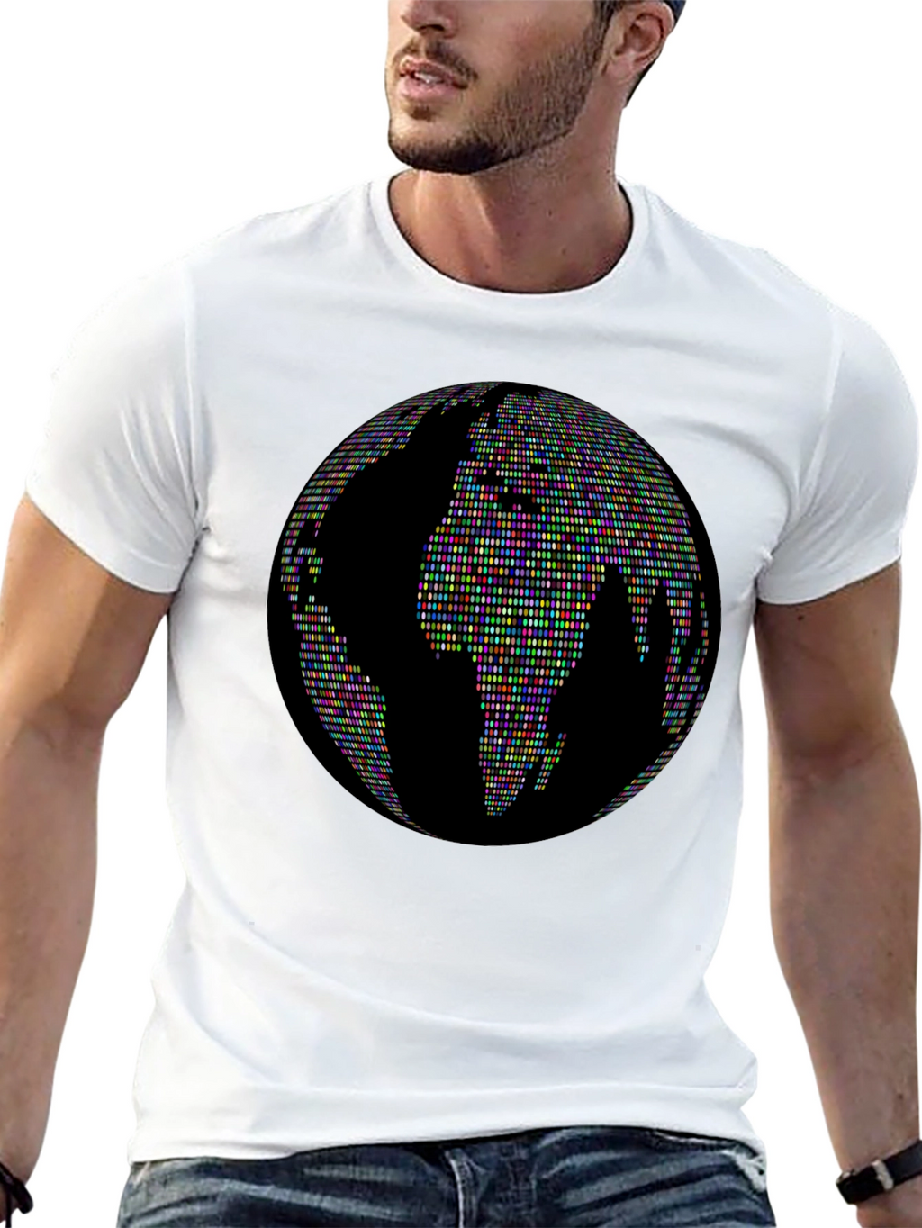 Globe People Graphic Print Black T-Shirt