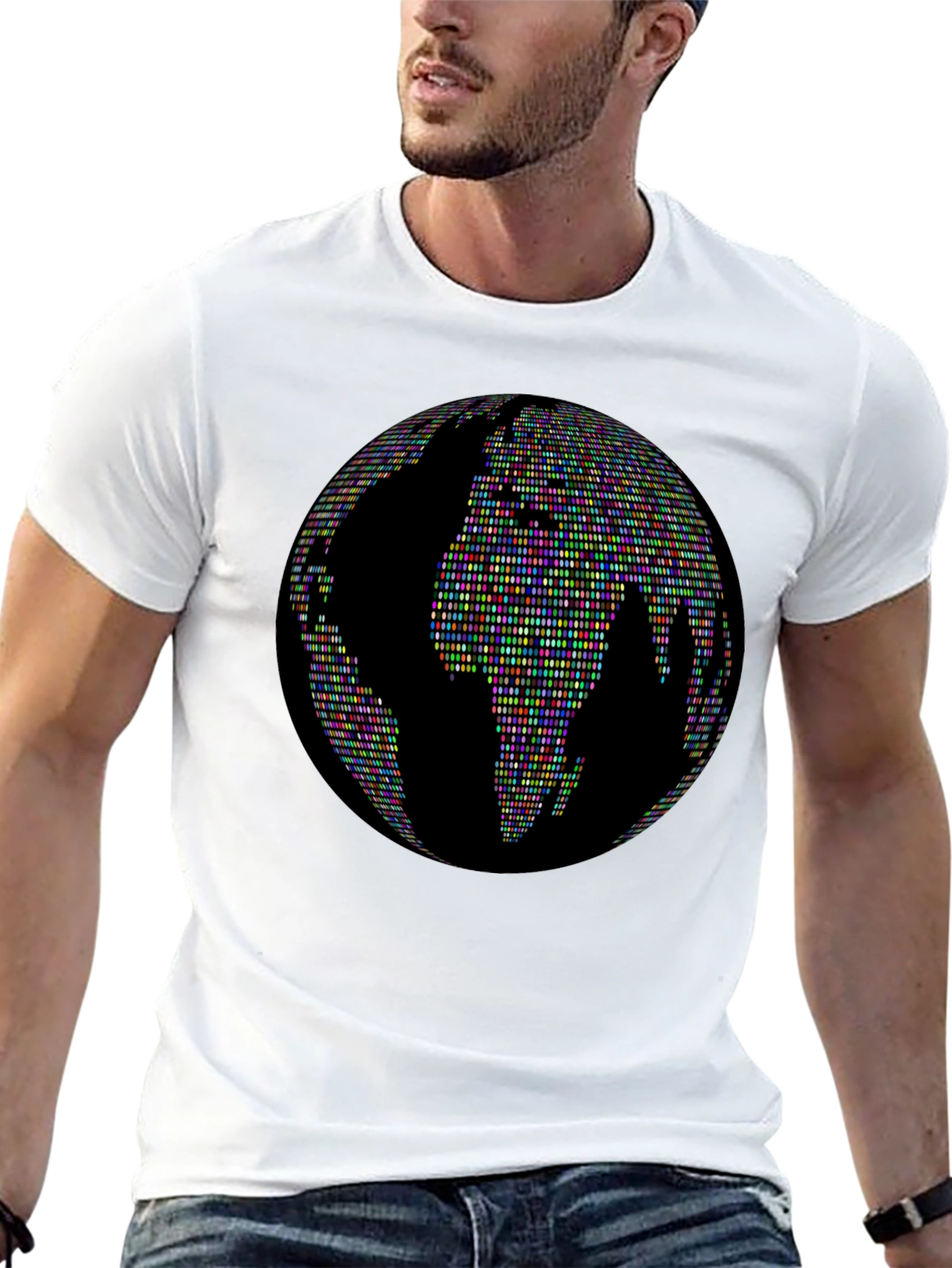 Globe People Graphic Print Black T-Shirt