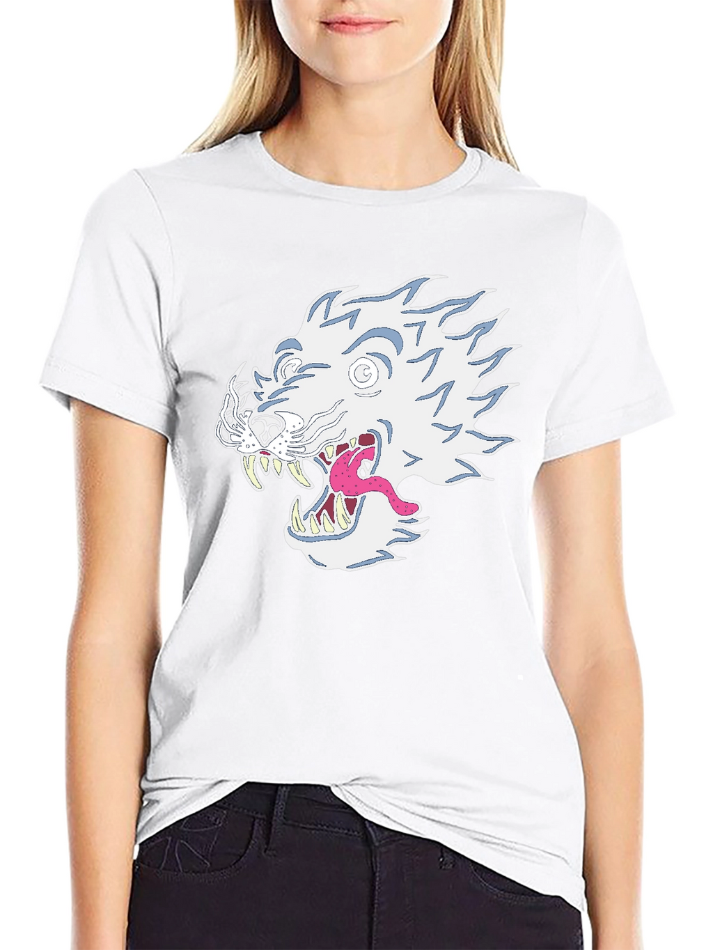 Black T-Shirt with Graphic Animal Print