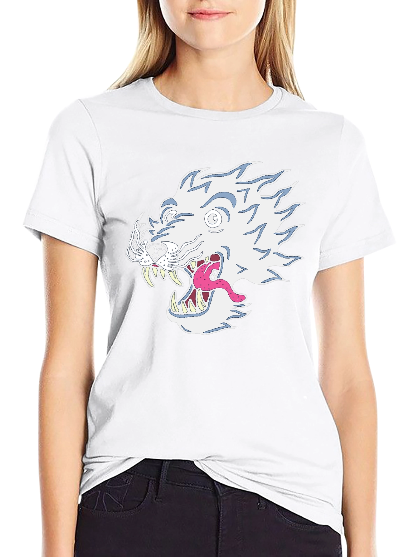Black T-Shirt with Graphic Animal Print
