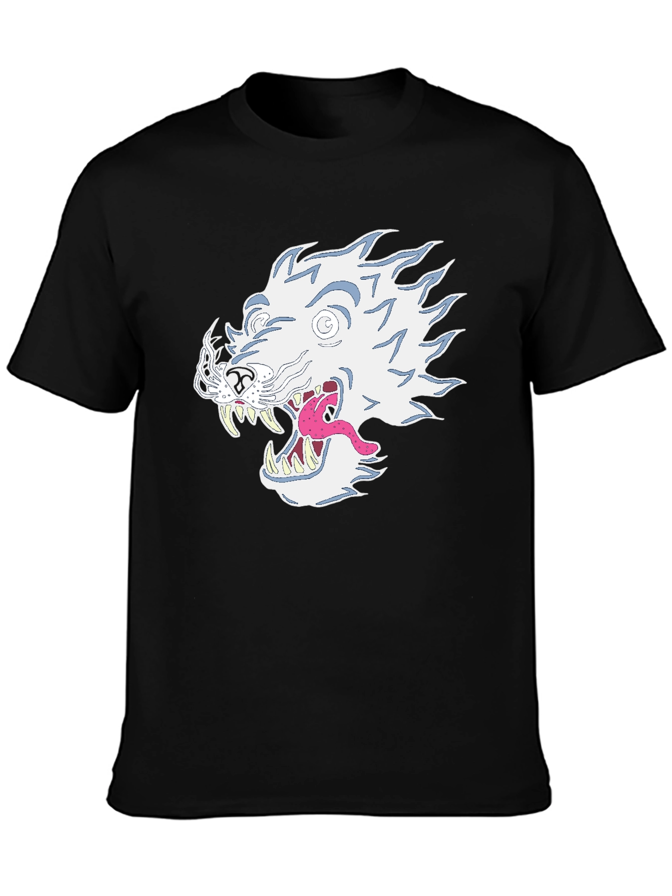 Black T-Shirt with Graphic Animal Print