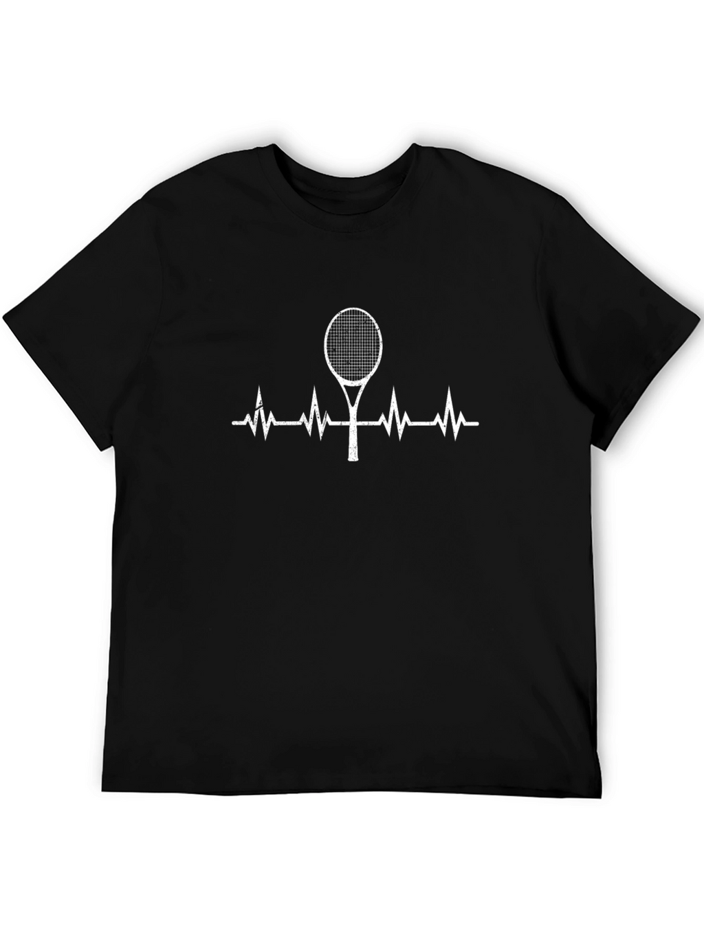 Tennis Heartbeat Graphic Tee - Black Cotton T-Shirt