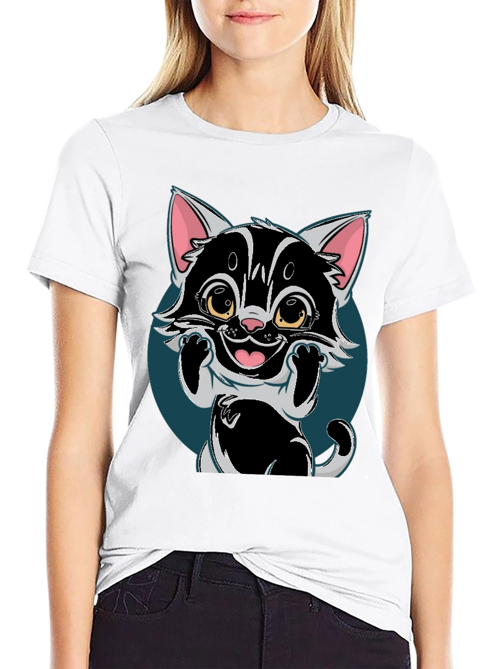 Cute Cartoon Cat T-Shirt