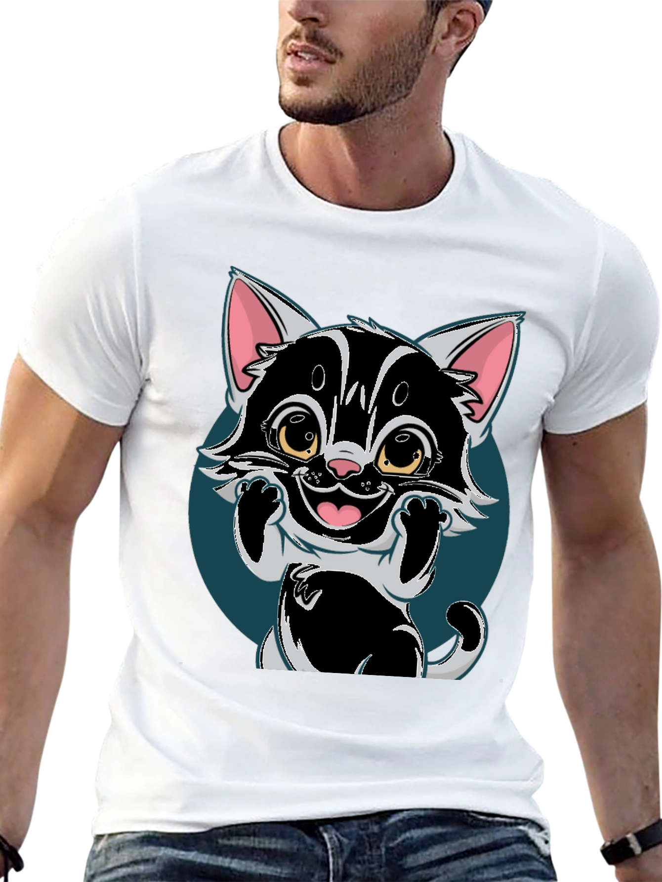 Cute Cartoon Cat T-Shirt