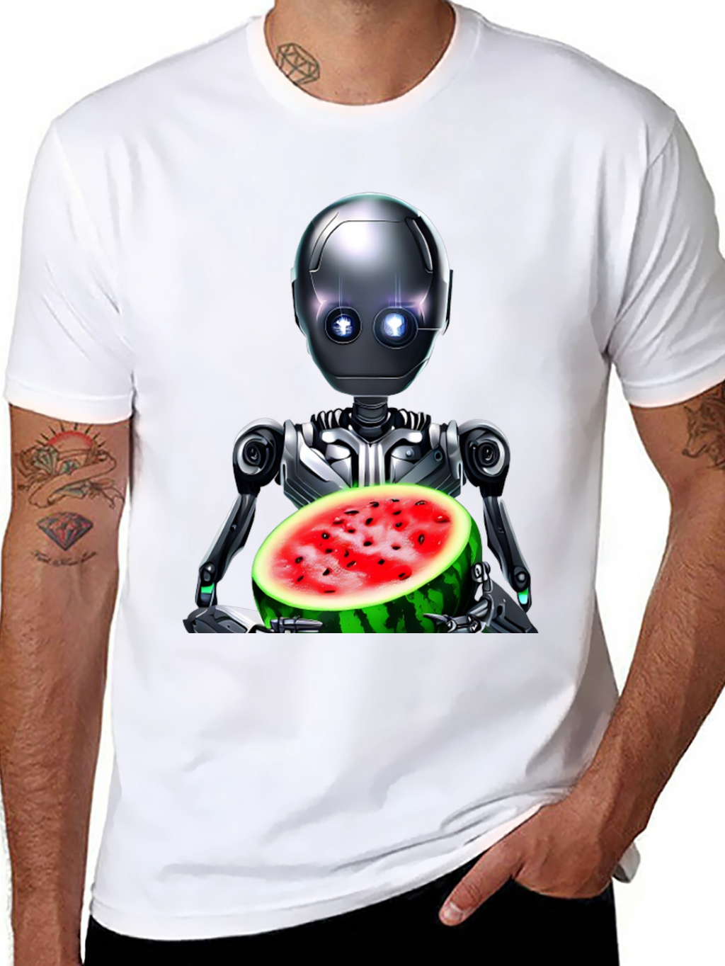 Robot with Watermelon Graphic Tee