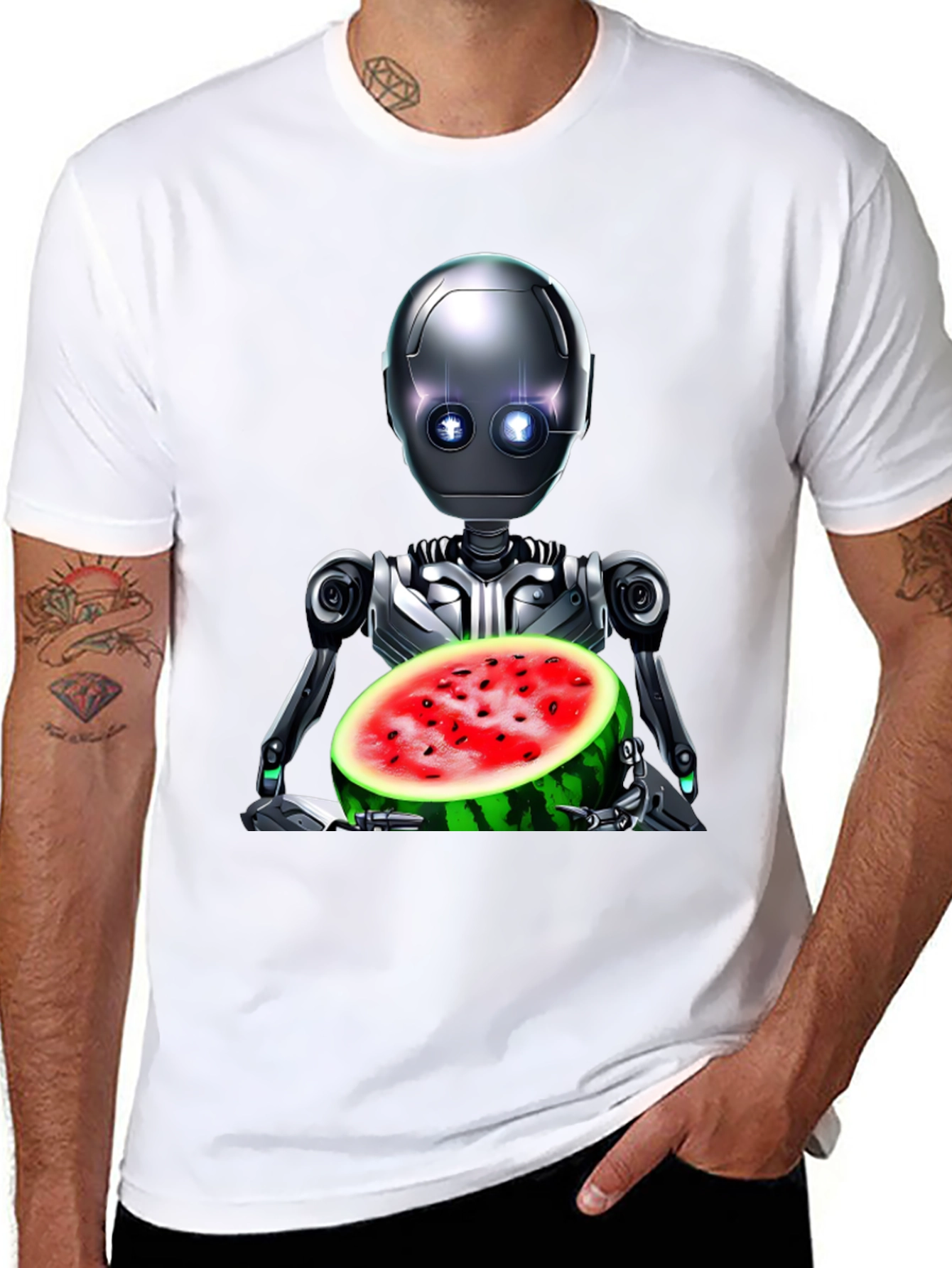 Robot with Watermelon Graphic Tee