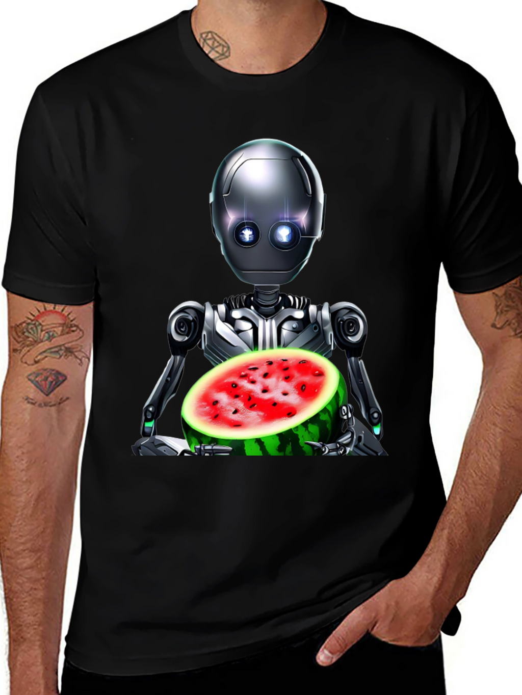 Robot with Watermelon Graphic Tee