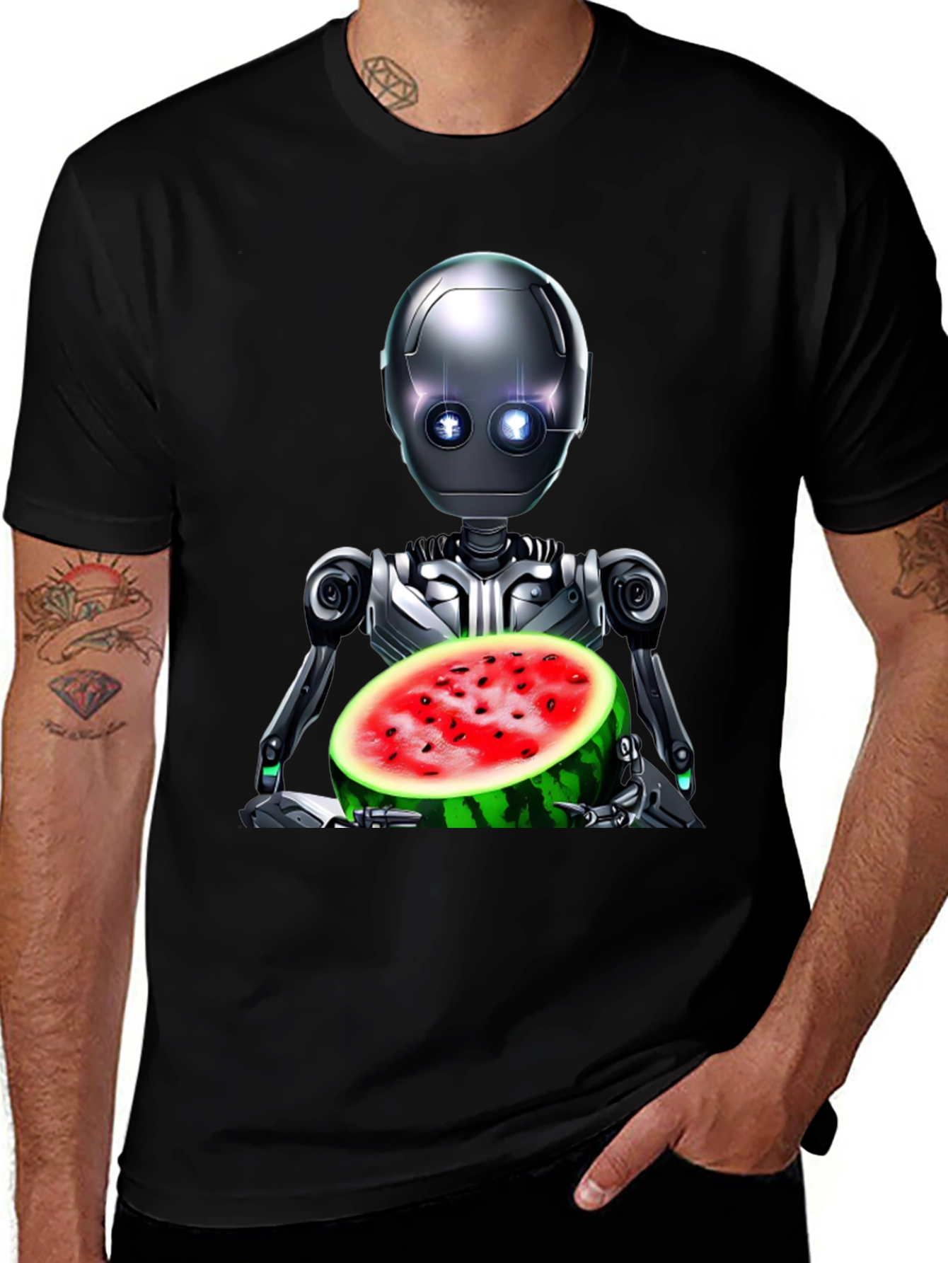 Robot with Watermelon Graphic Tee
