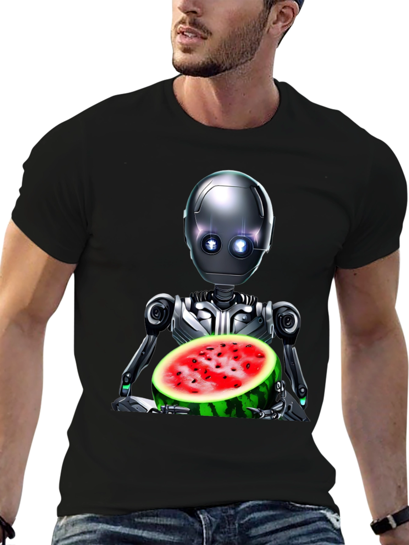 Robot with Watermelon Graphic Tee
