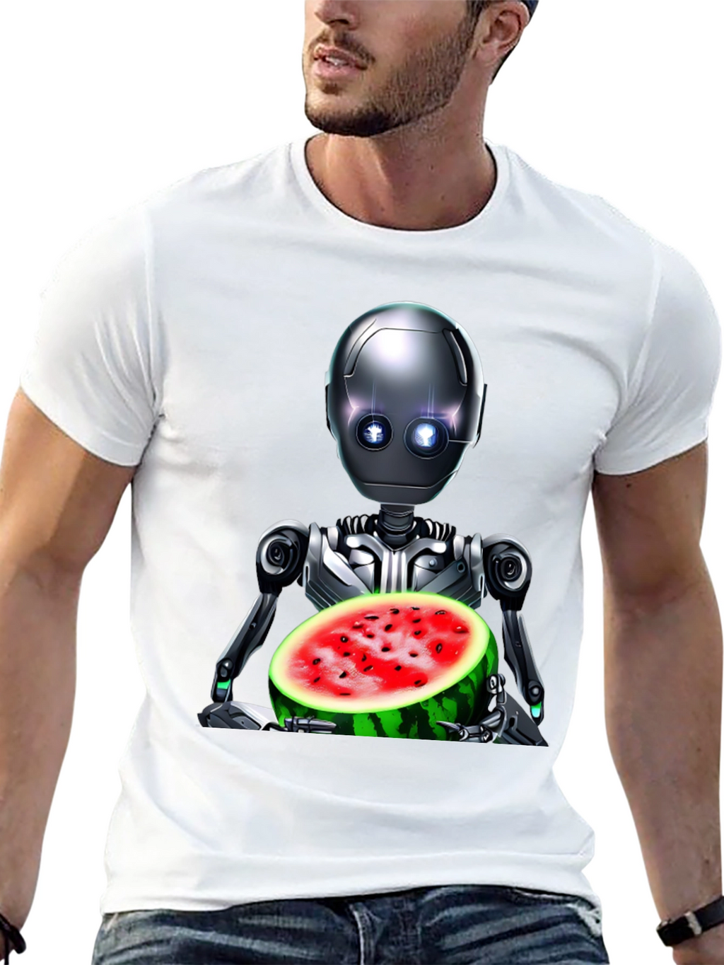 Robot with Watermelon Graphic Tee