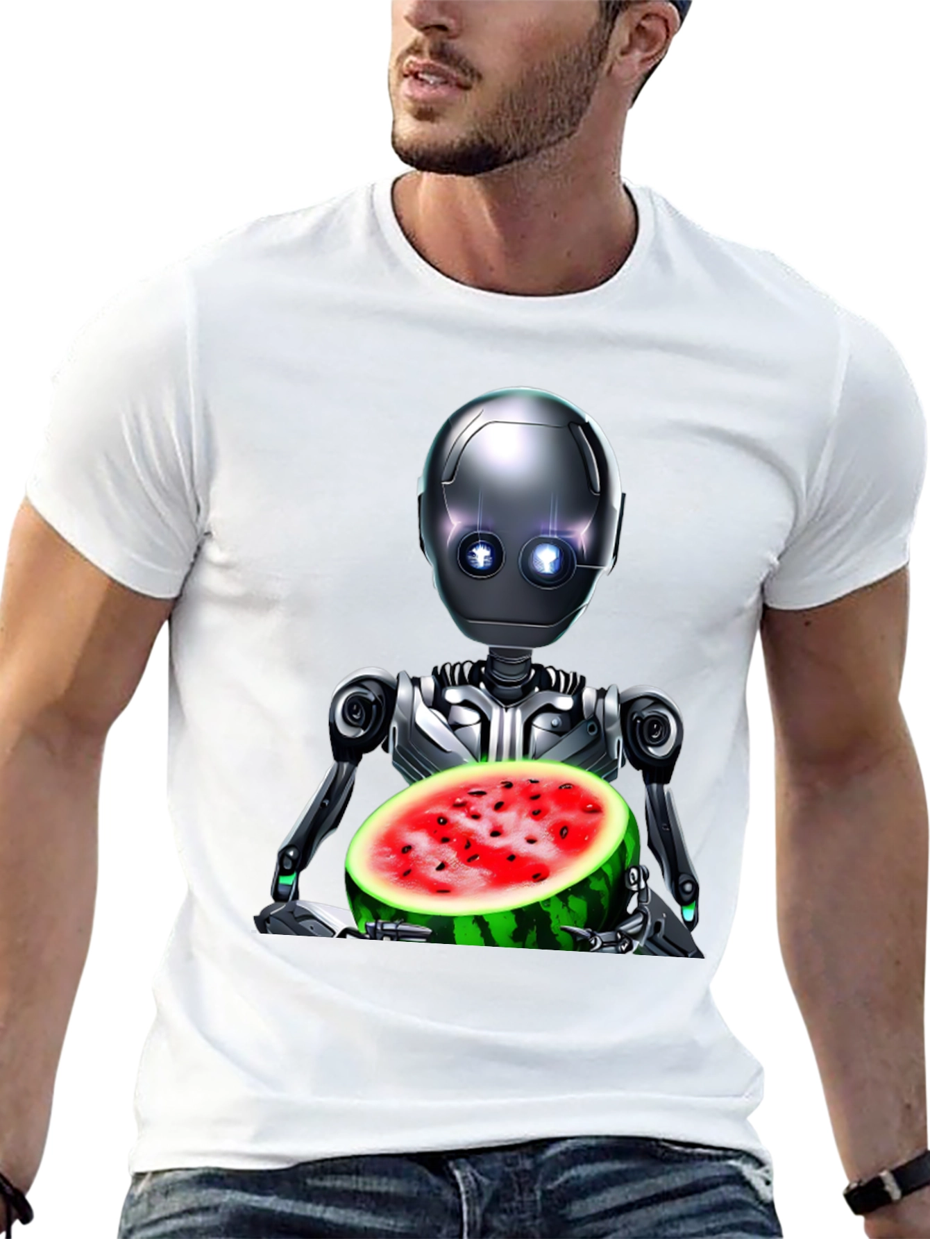 Robot with Watermelon Graphic Tee