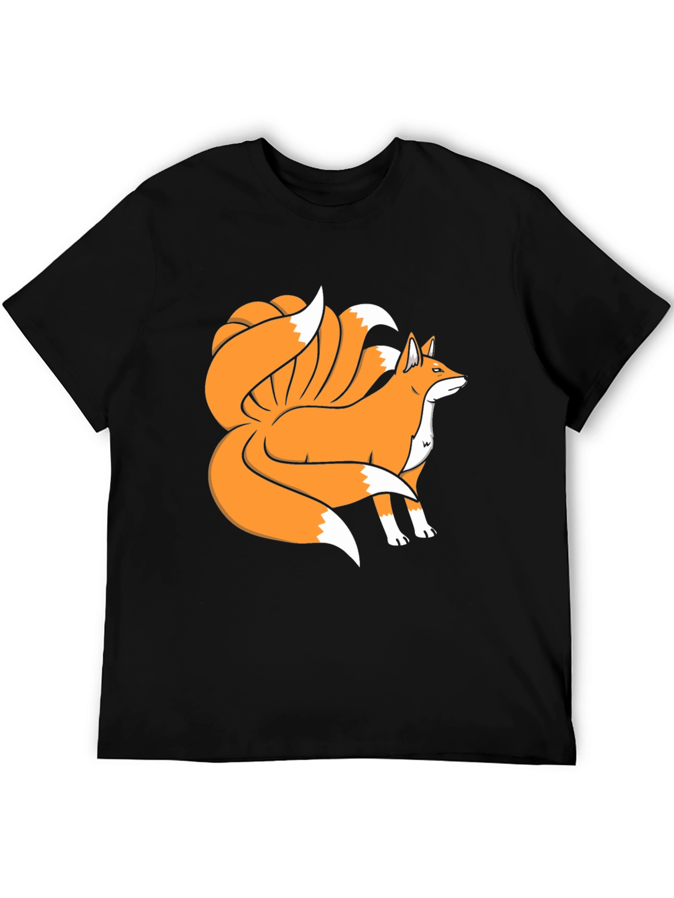 Nine-Tailed Fox Graphic Tee - Black Cotton Blend