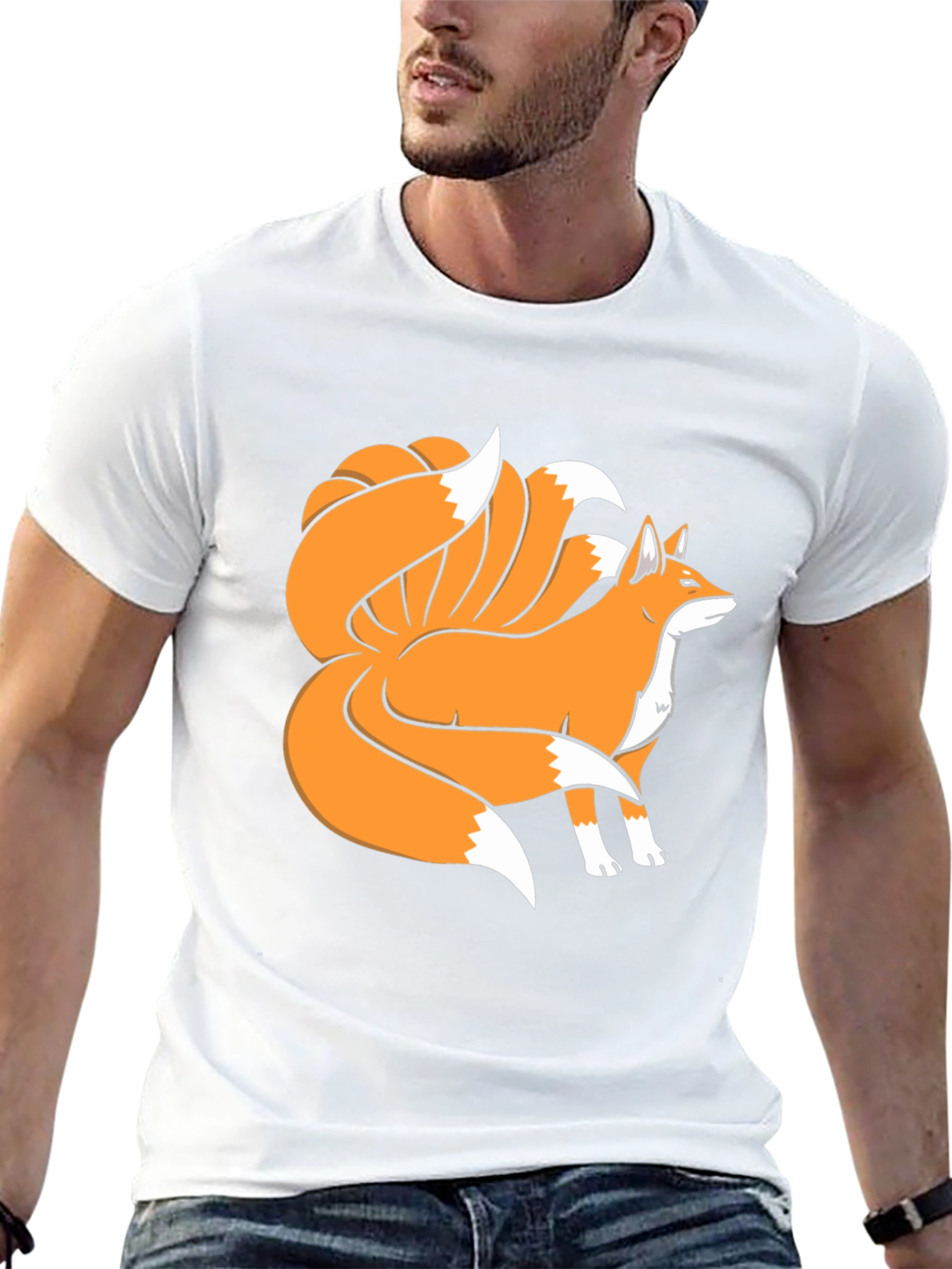 Nine-Tailed Fox Graphic Tee - Black Cotton Blend