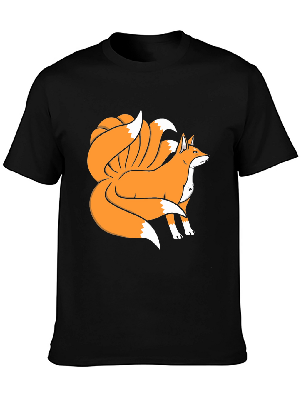Nine-Tailed Fox Graphic Tee - Black Cotton Blend