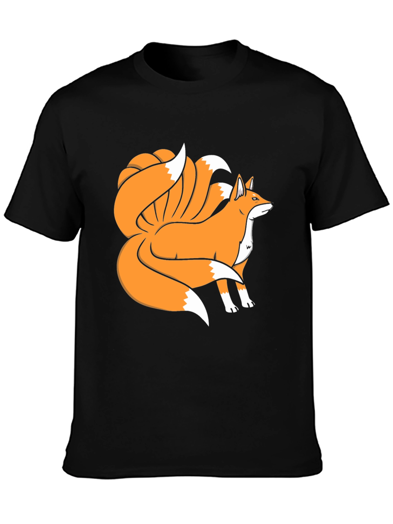 Nine-Tailed Fox Graphic Tee - Black Cotton Blend