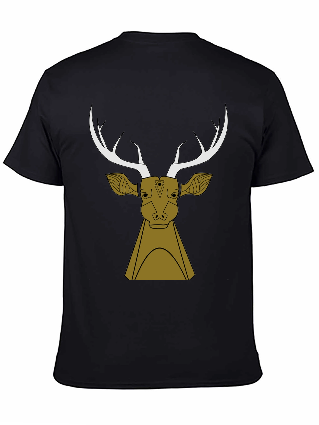 Stylish Black T-Shirt with Deer Graphic Design