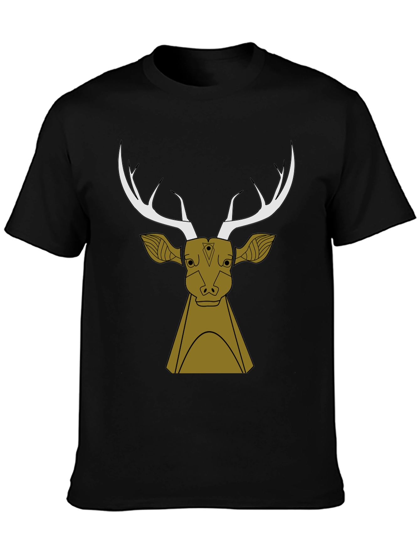 Stylish Black T-Shirt with Deer Graphic Design