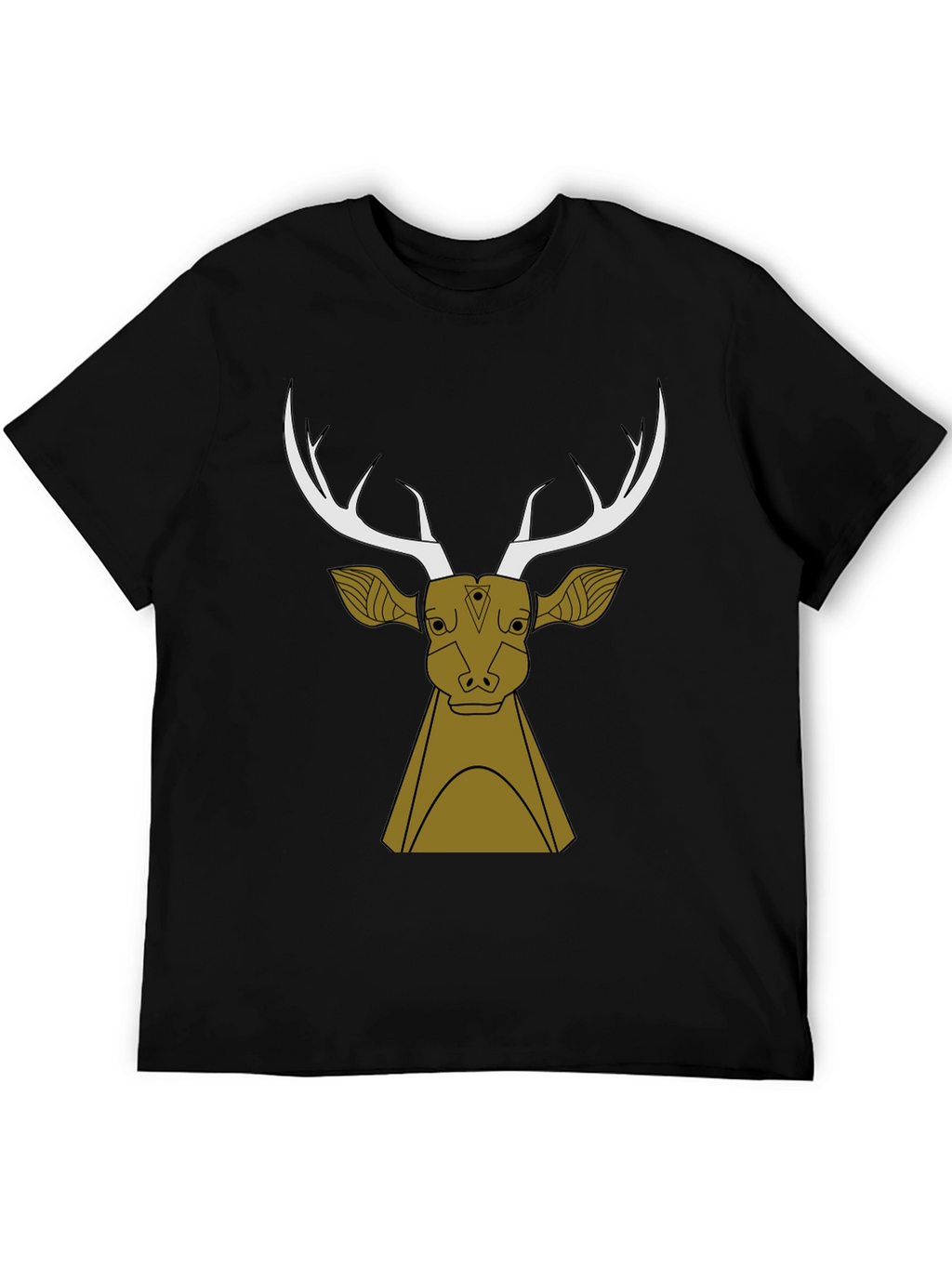 Stylish Black T-Shirt with Deer Graphic Design
