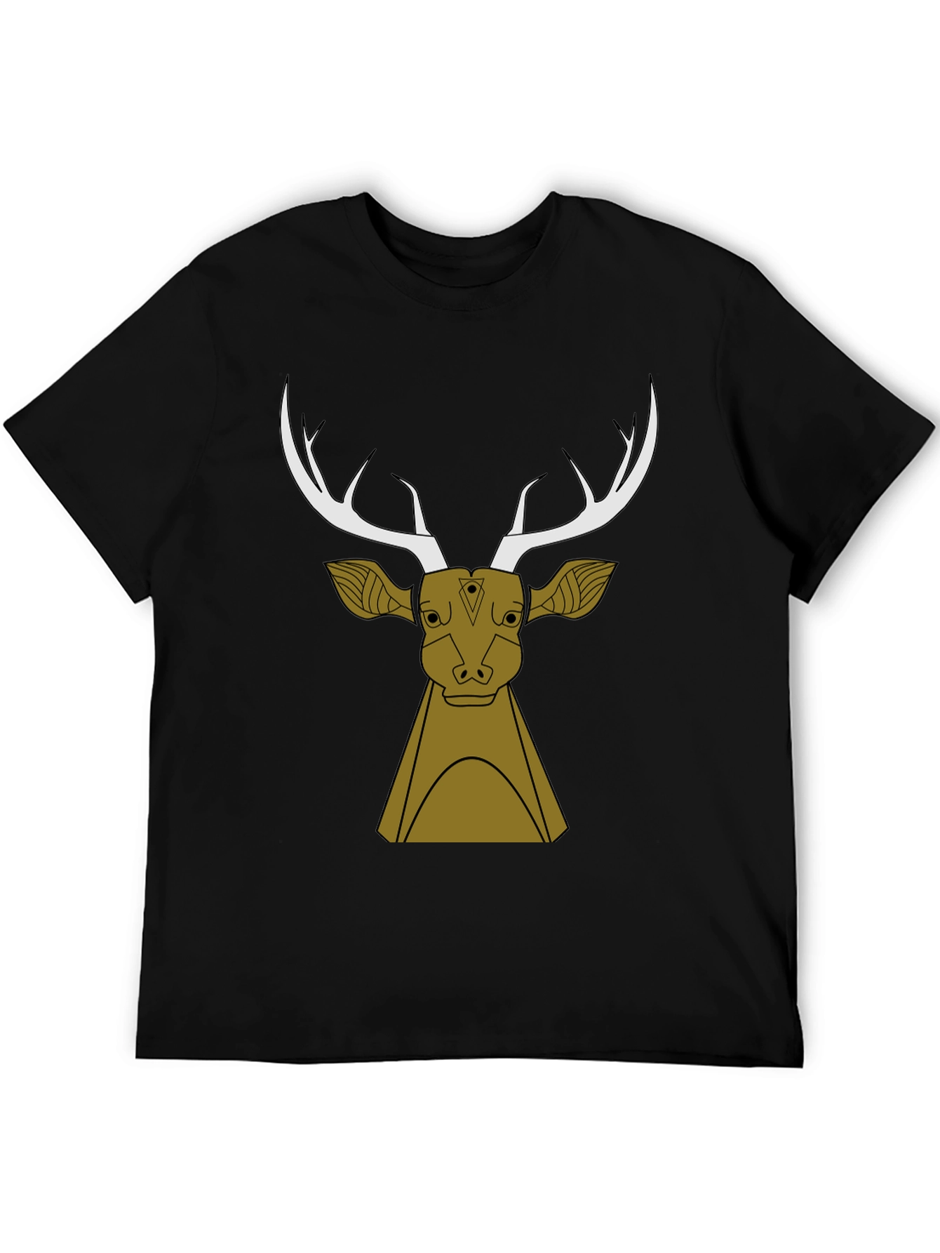 Stylish Black T-Shirt with Deer Graphic Design