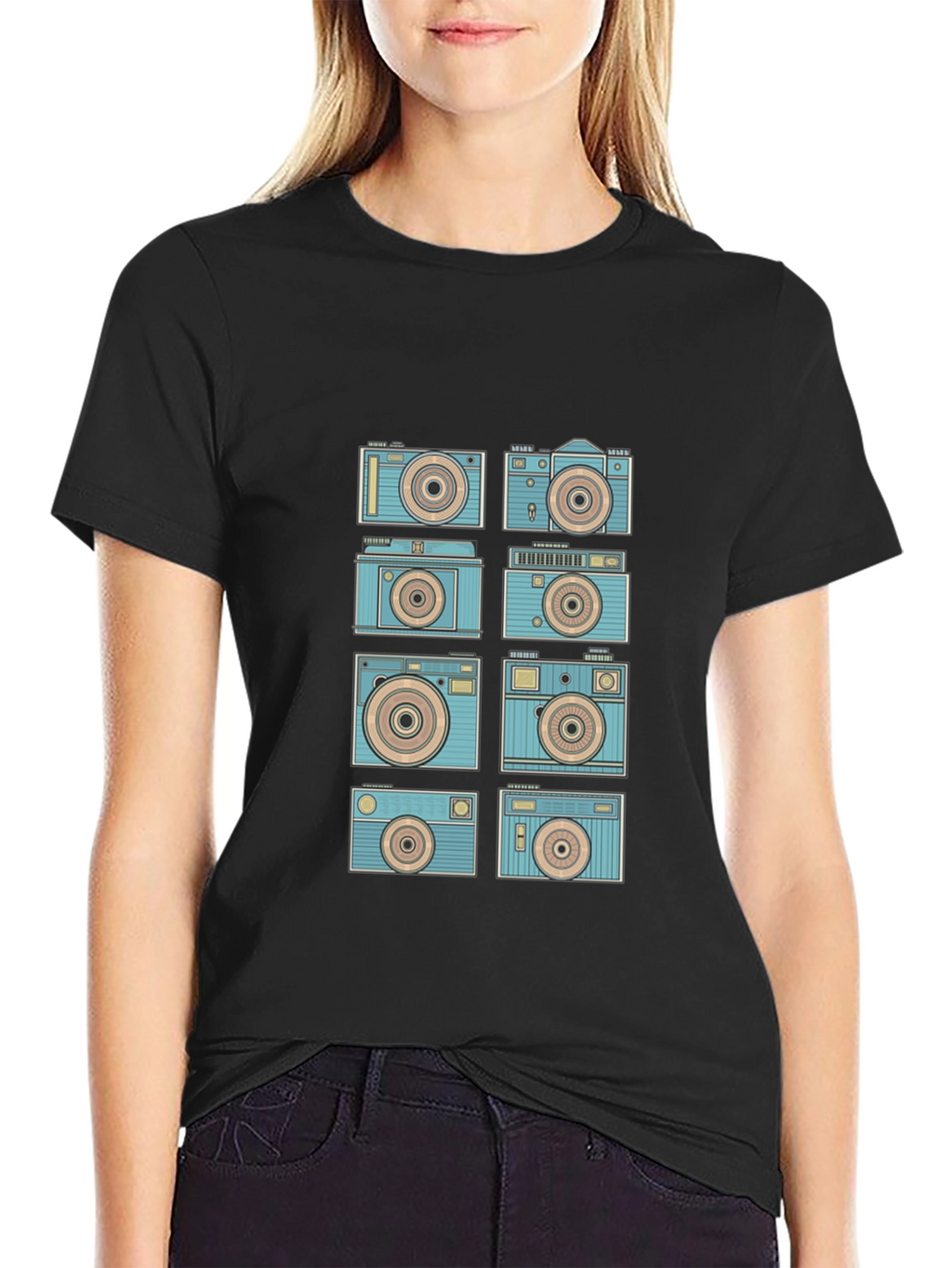 Retro Camera Graphic Tee - Black
