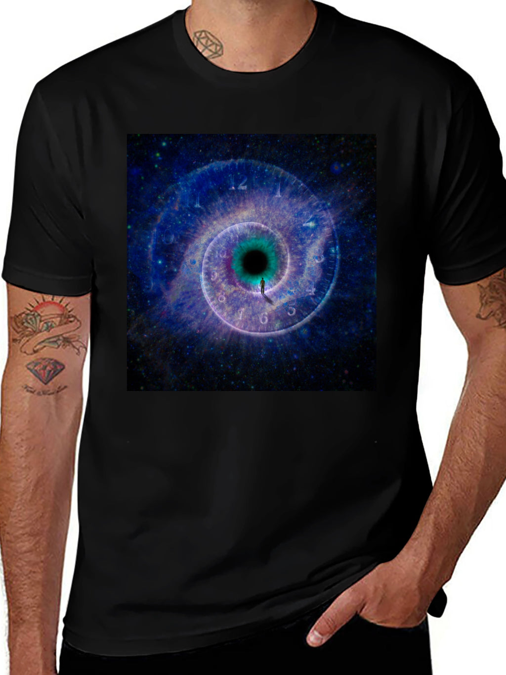 Cosmic Time Tunnel Black T-Shirt