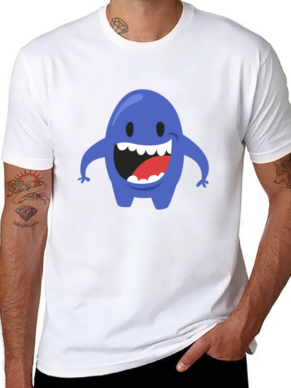 Blue Monster Graphic T-Shirt - Mens Black Tee
