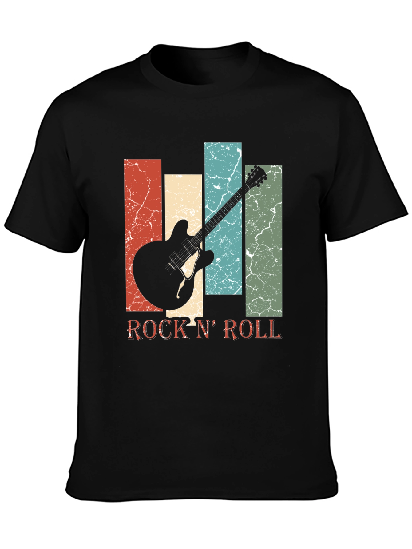 Retro Rock N Roll Guitar Graphic Tee