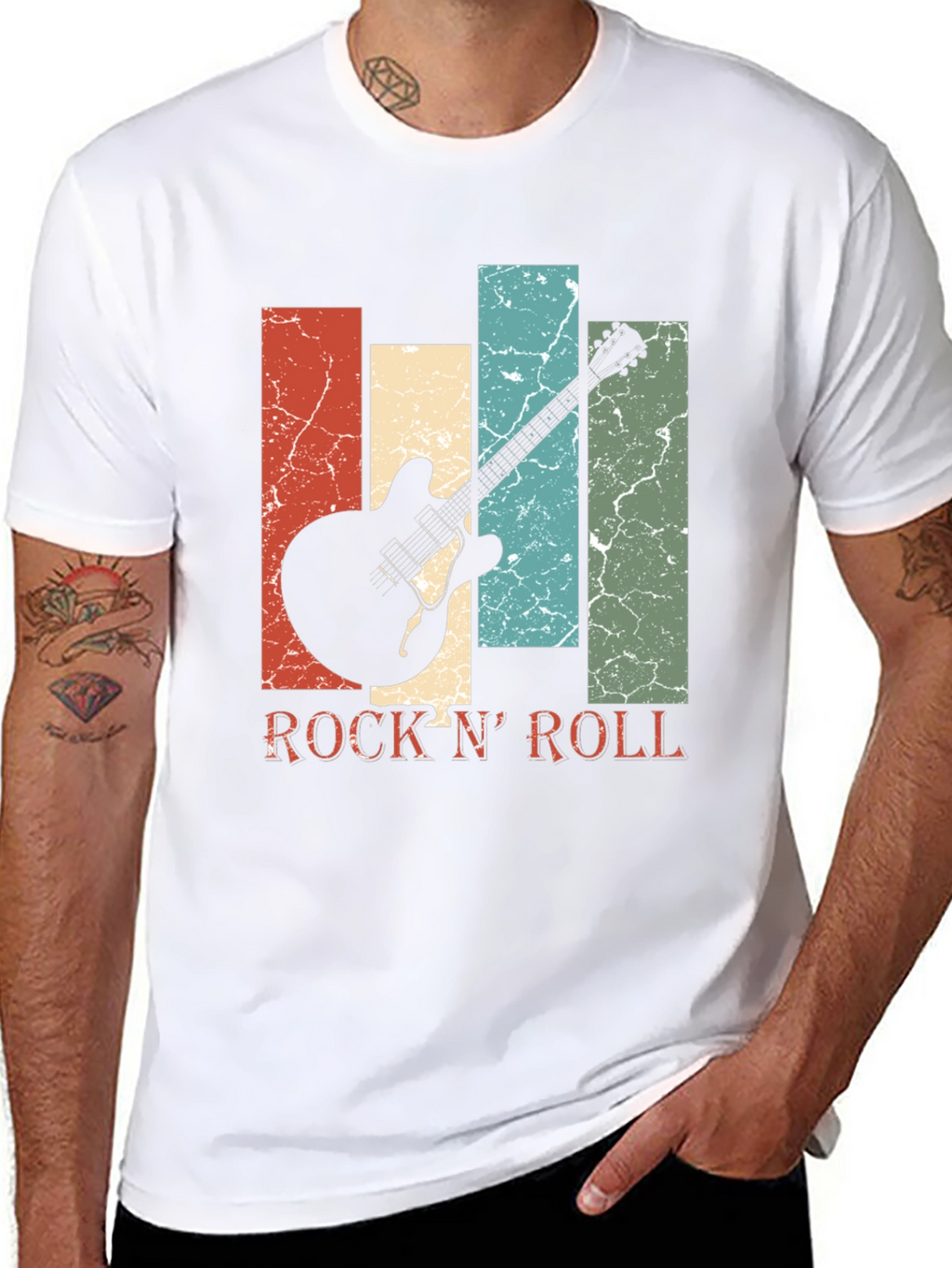 Retro Rock N Roll Guitar Graphic Tee