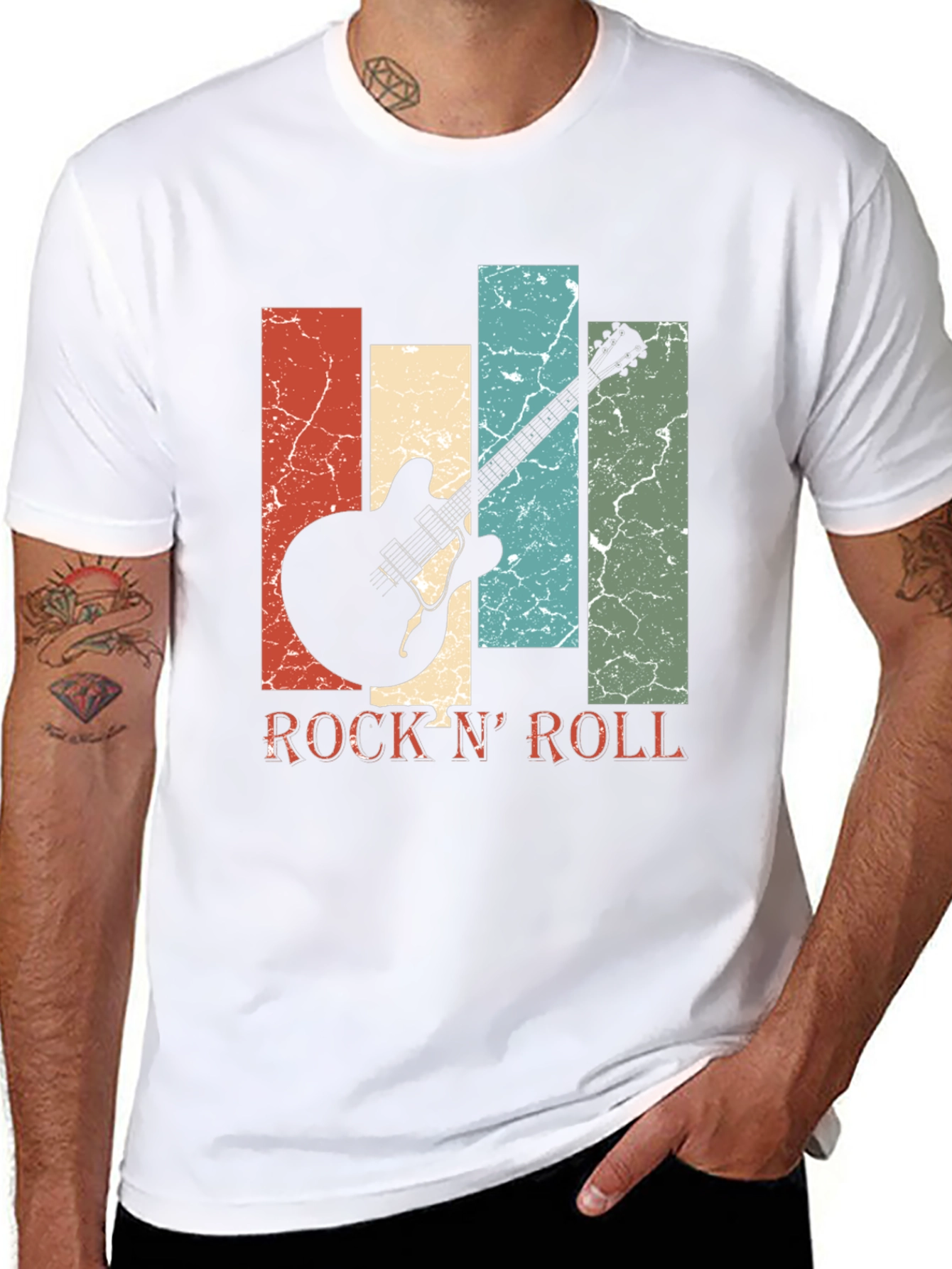 Retro Rock N Roll Guitar Graphic Tee