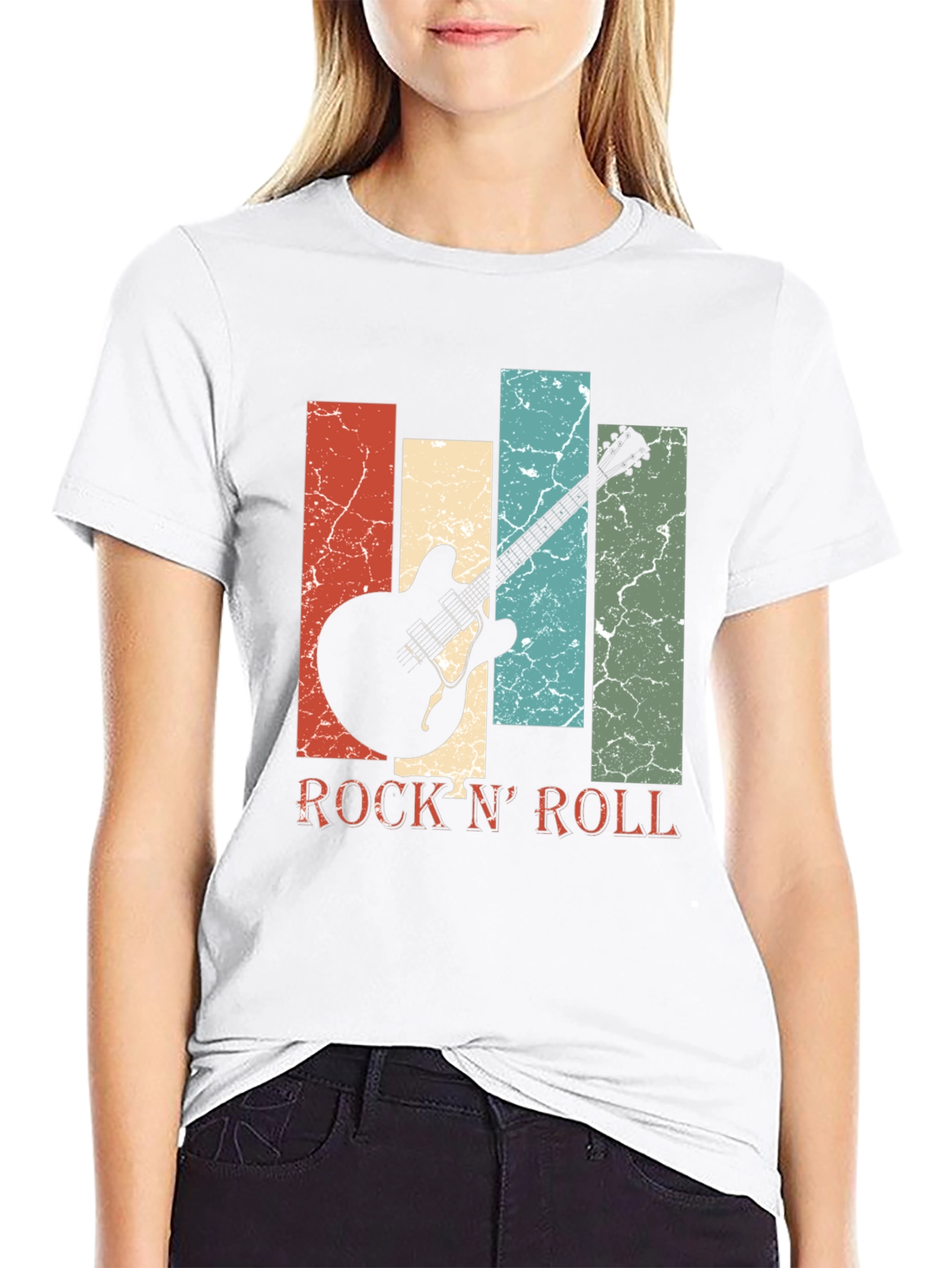 Retro Rock N Roll Guitar Graphic Tee