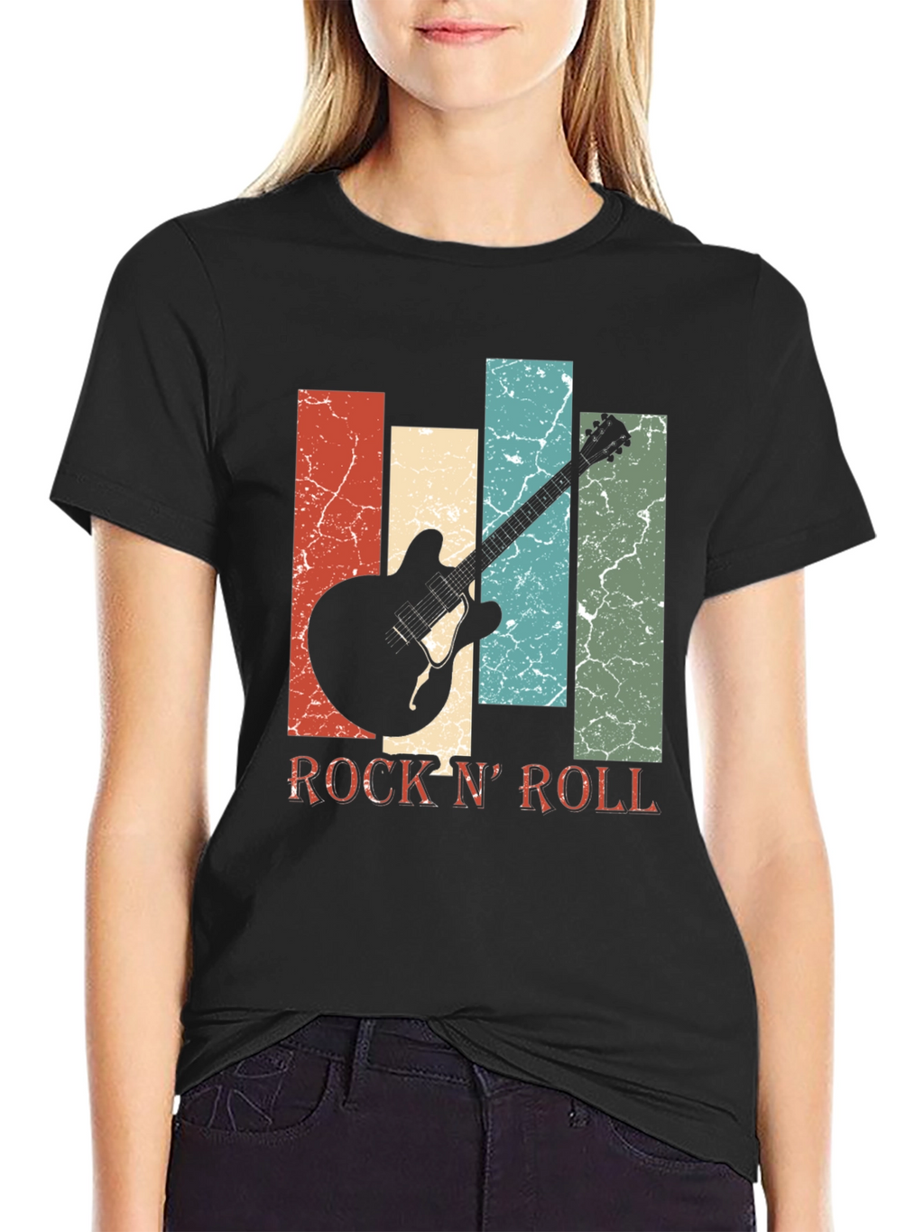 Retro Rock N Roll Guitar Graphic Tee
