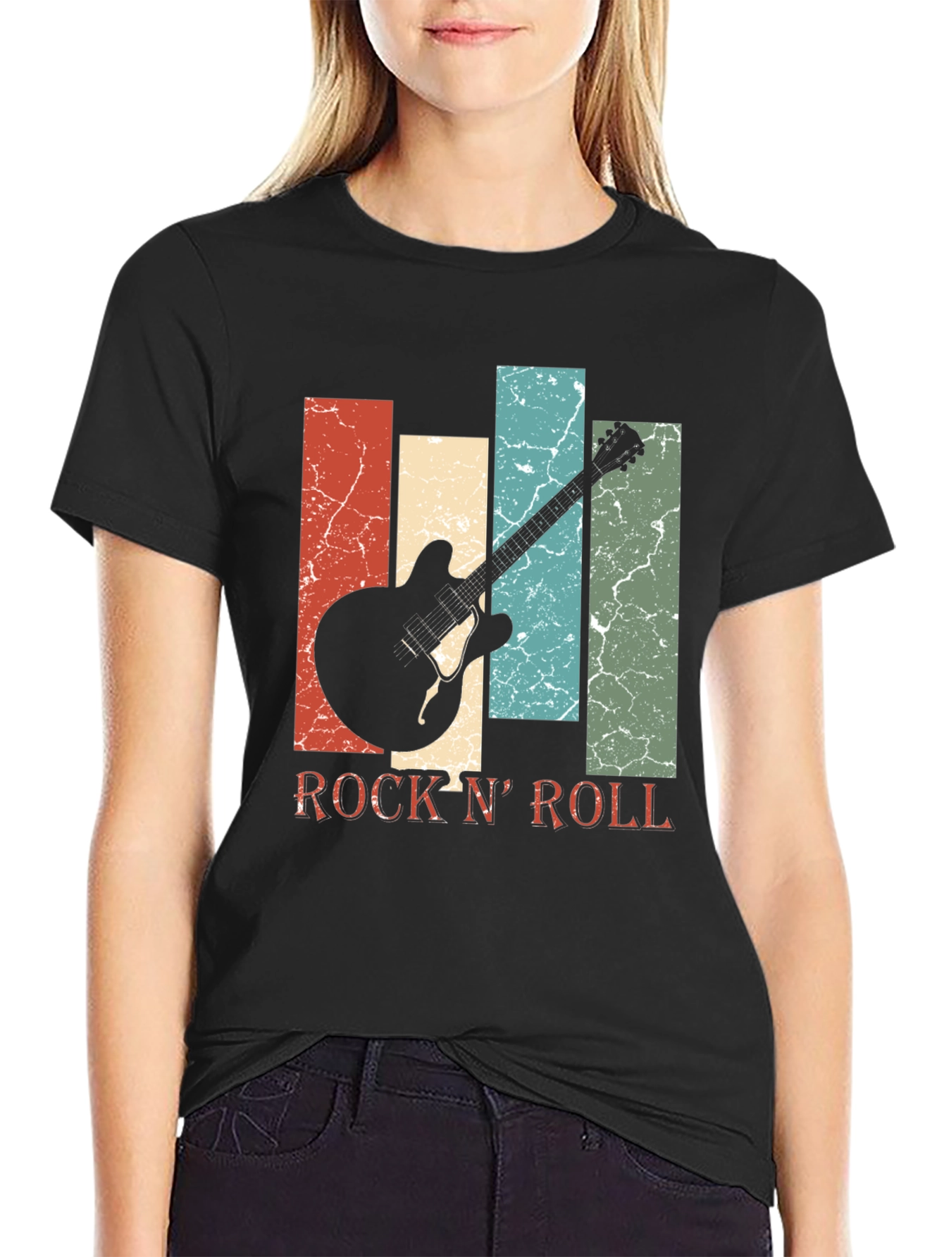 Retro Rock N Roll Guitar Graphic Tee