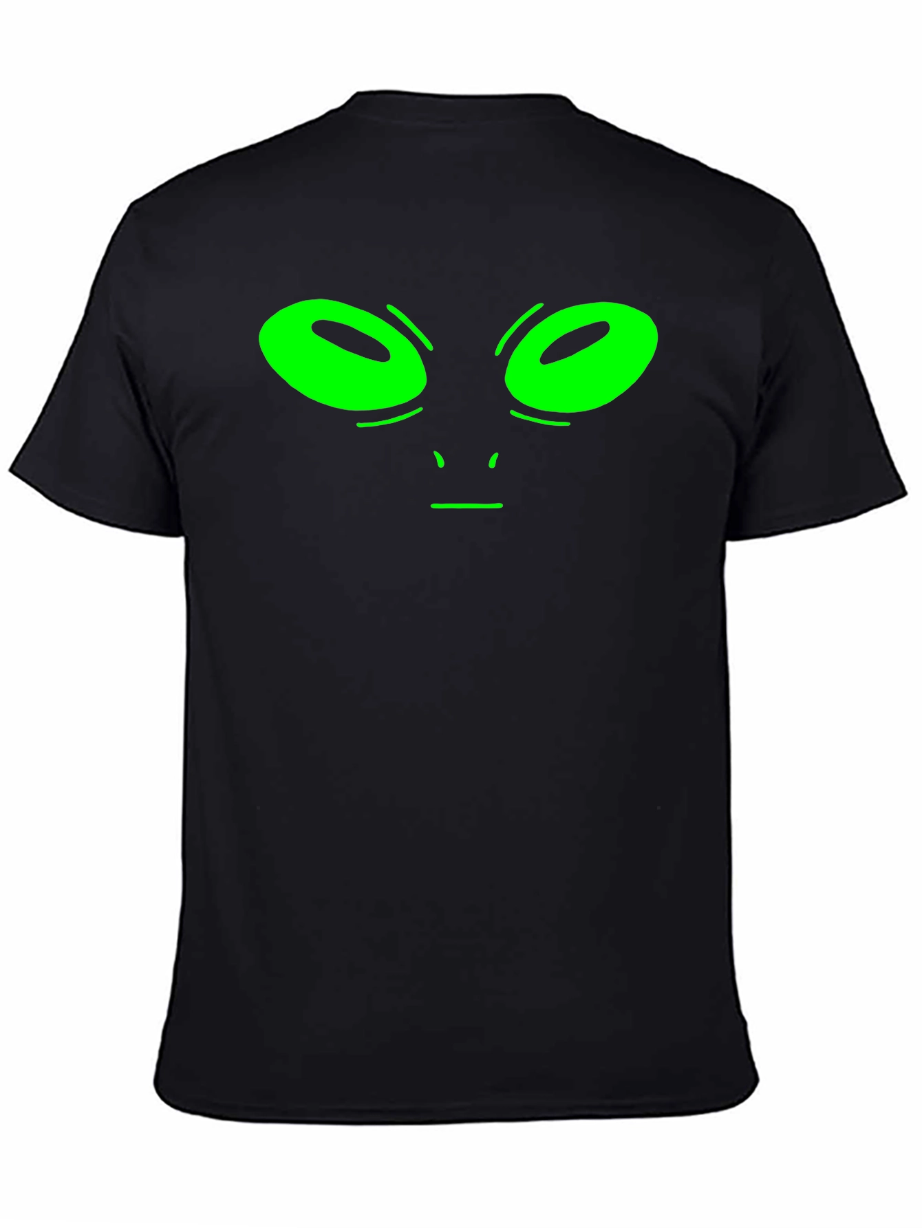 Alien Face Graphic Tee - Black Cotton T-Shirt