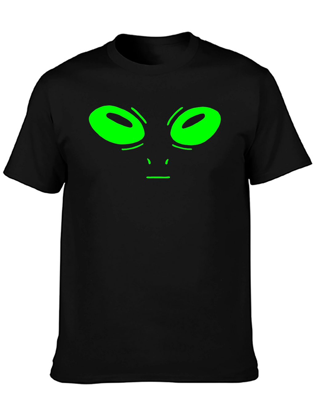 Alien Face Graphic Tee - Black Cotton T-Shirt