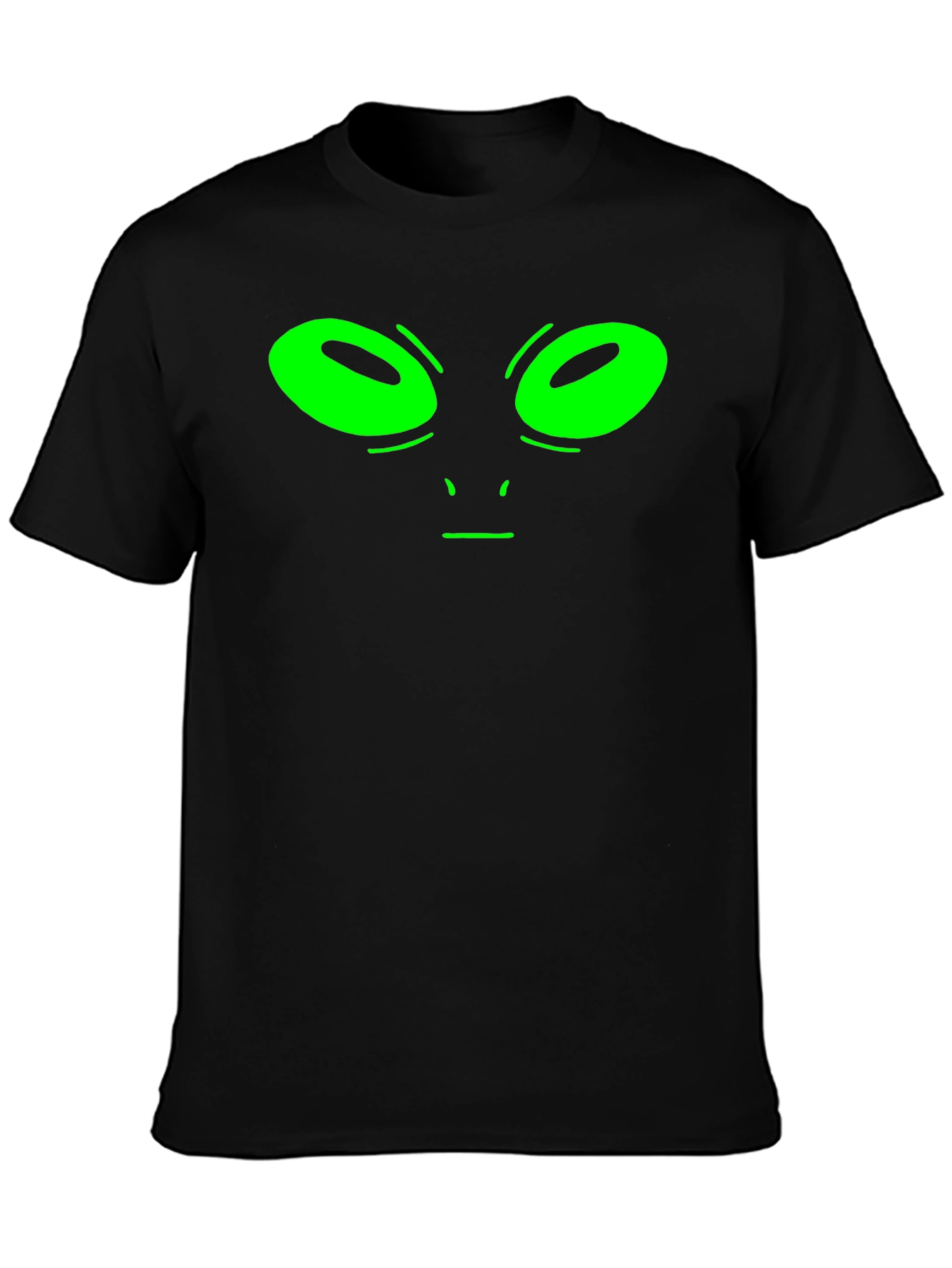 Alien Face Graphic Tee - Black Cotton T-Shirt
