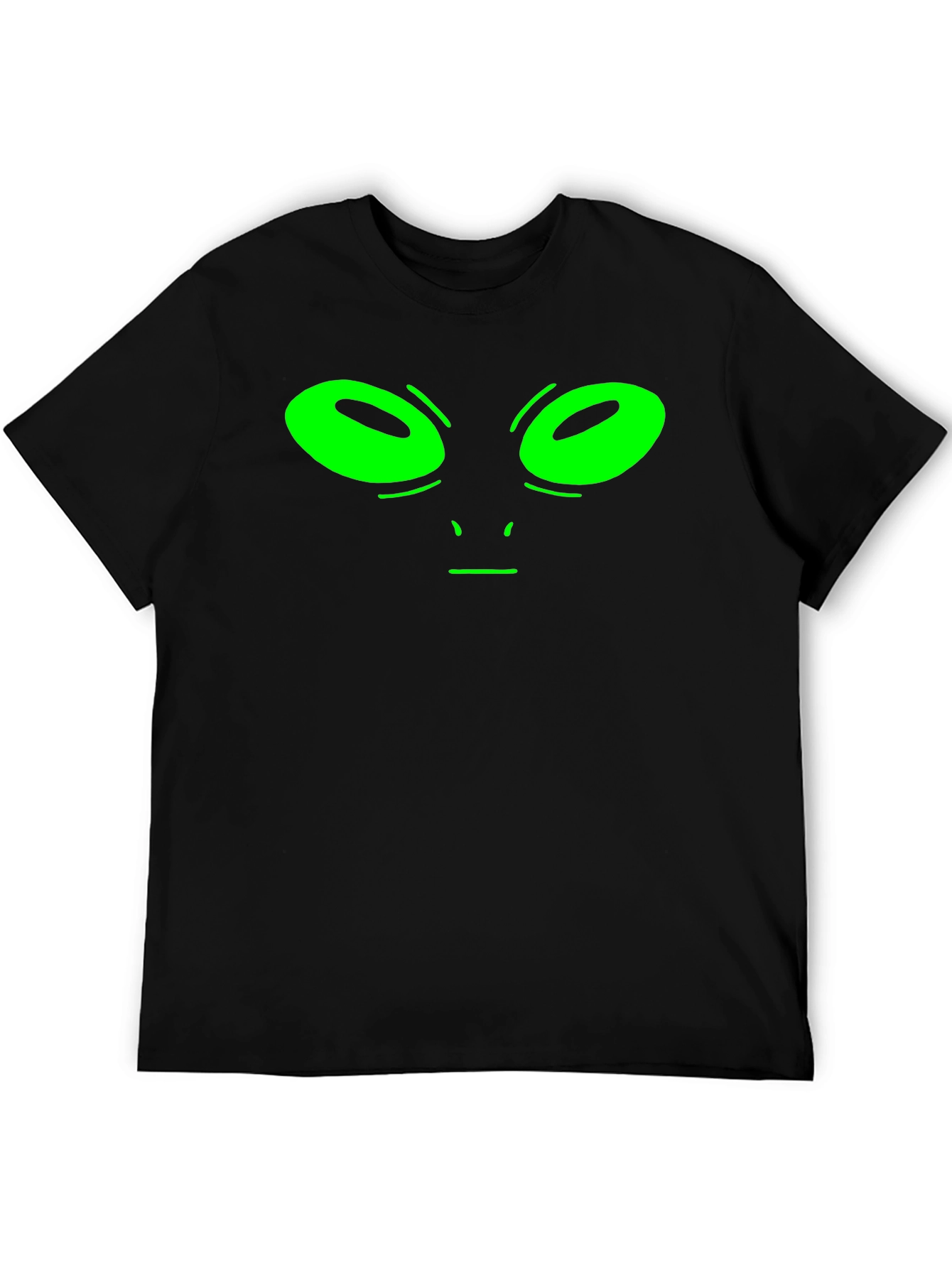 Alien Face Graphic Tee - Black Cotton T-Shirt