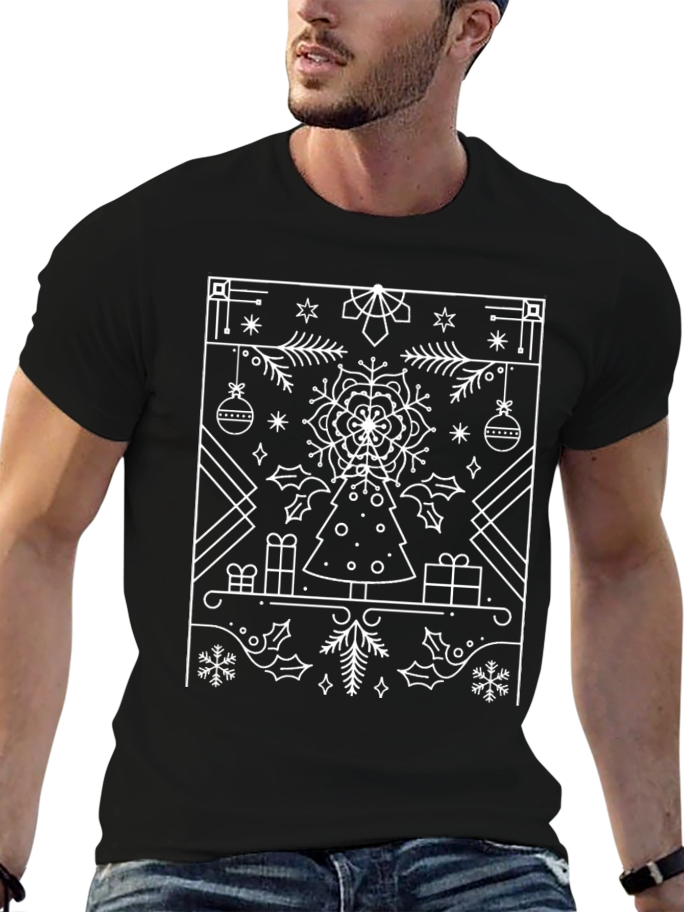 Festive Holiday Graphic Tee - Black