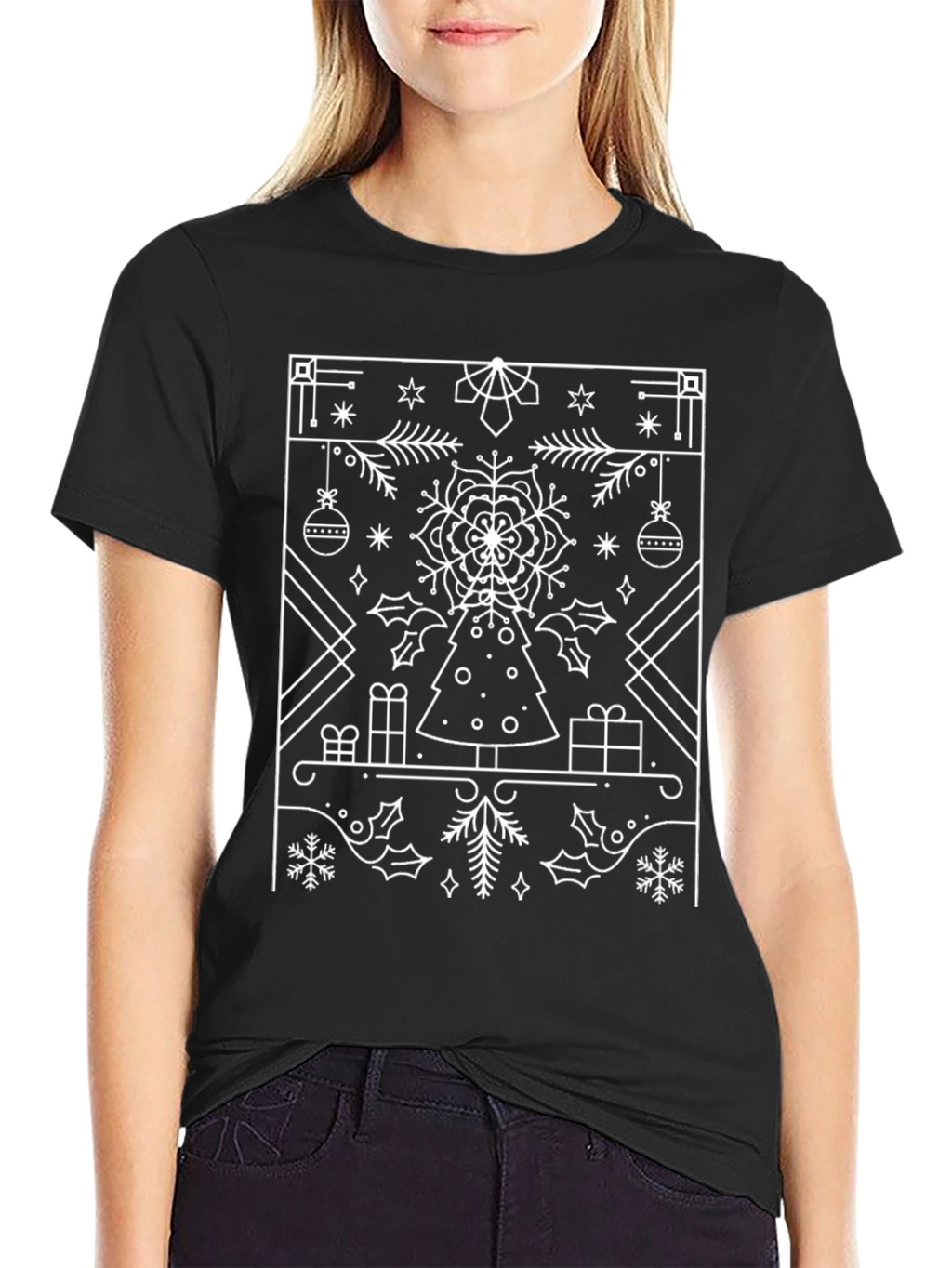 Festive Holiday Graphic Tee - Black