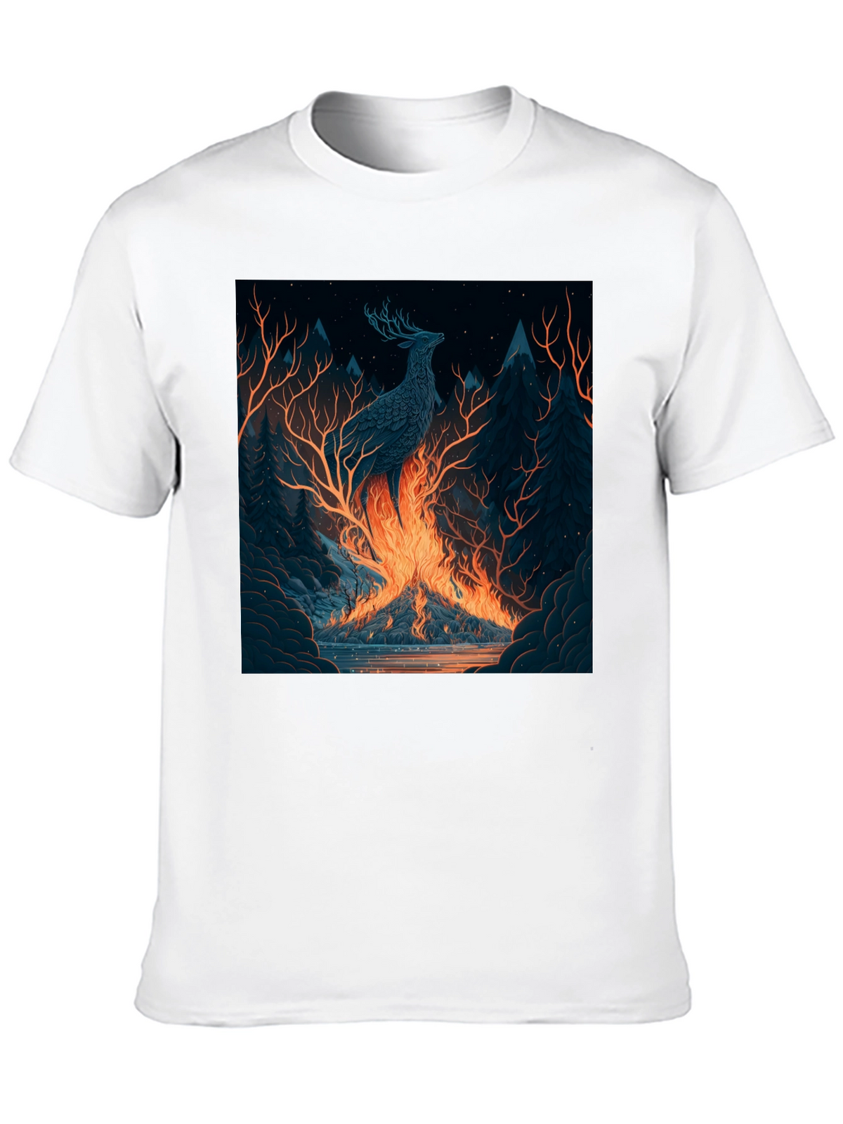 Mystic Stag Fire Forest Graphic Tee