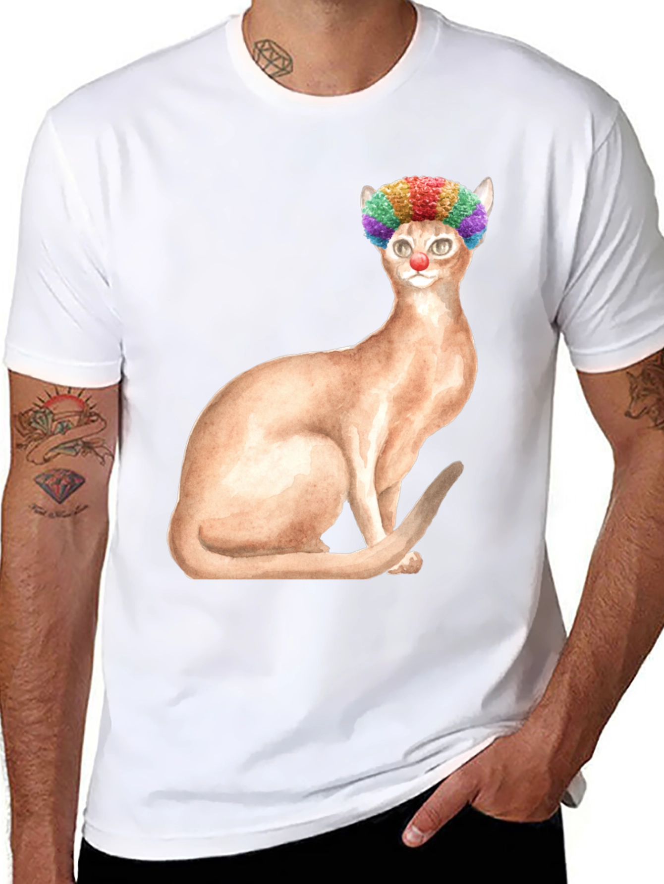 Clown Cat Graphic Tee - Funny Cat T-Shirt