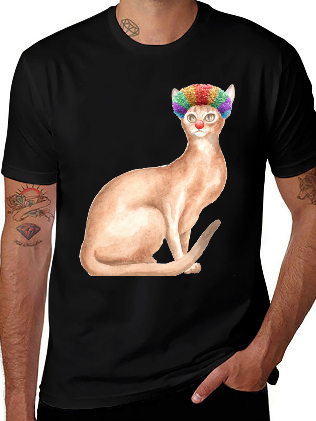 Clown Cat Graphic Tee - Funny Cat T-Shirt