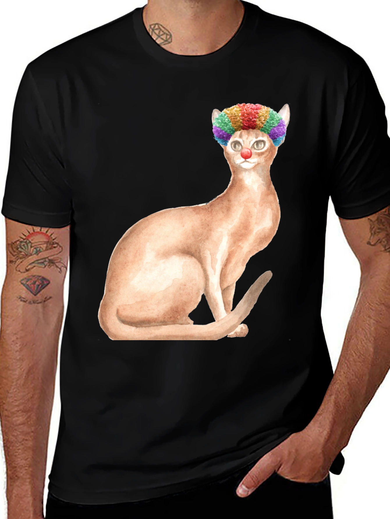 Clown Cat Graphic Tee - Funny Cat T-Shirt