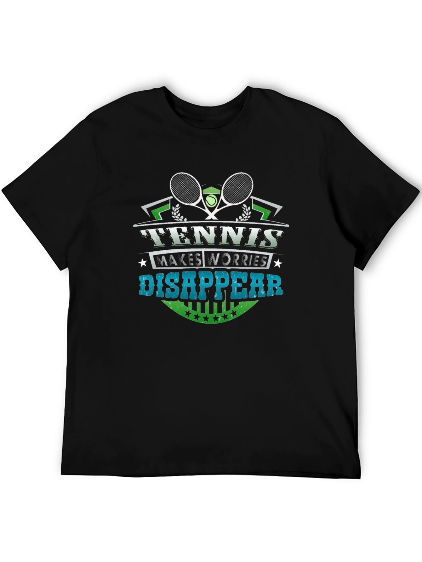 Tennis Makes Worries Disappear Black Graphic Tee