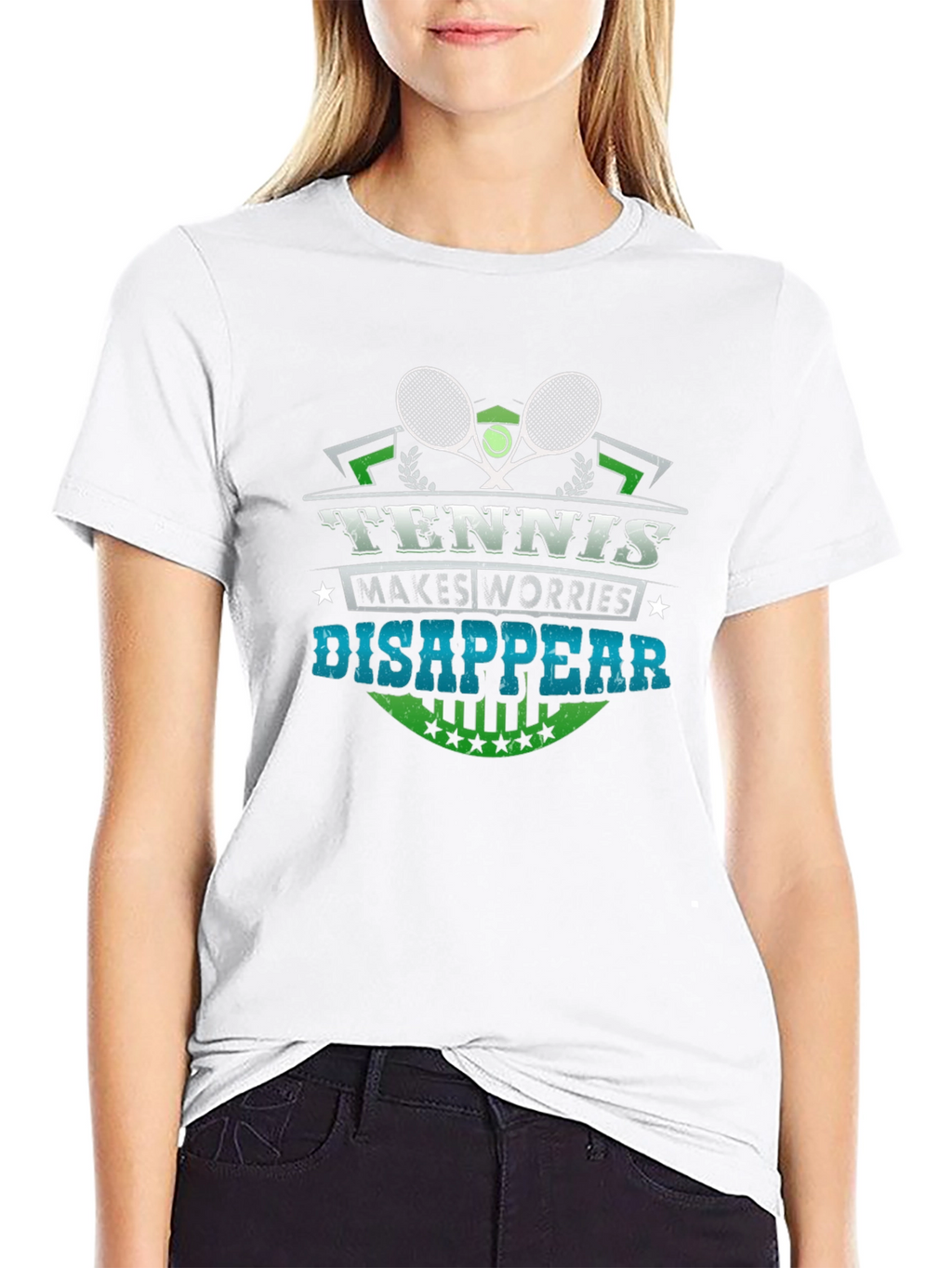 Tennis Makes Worries Disappear Black Graphic Tee