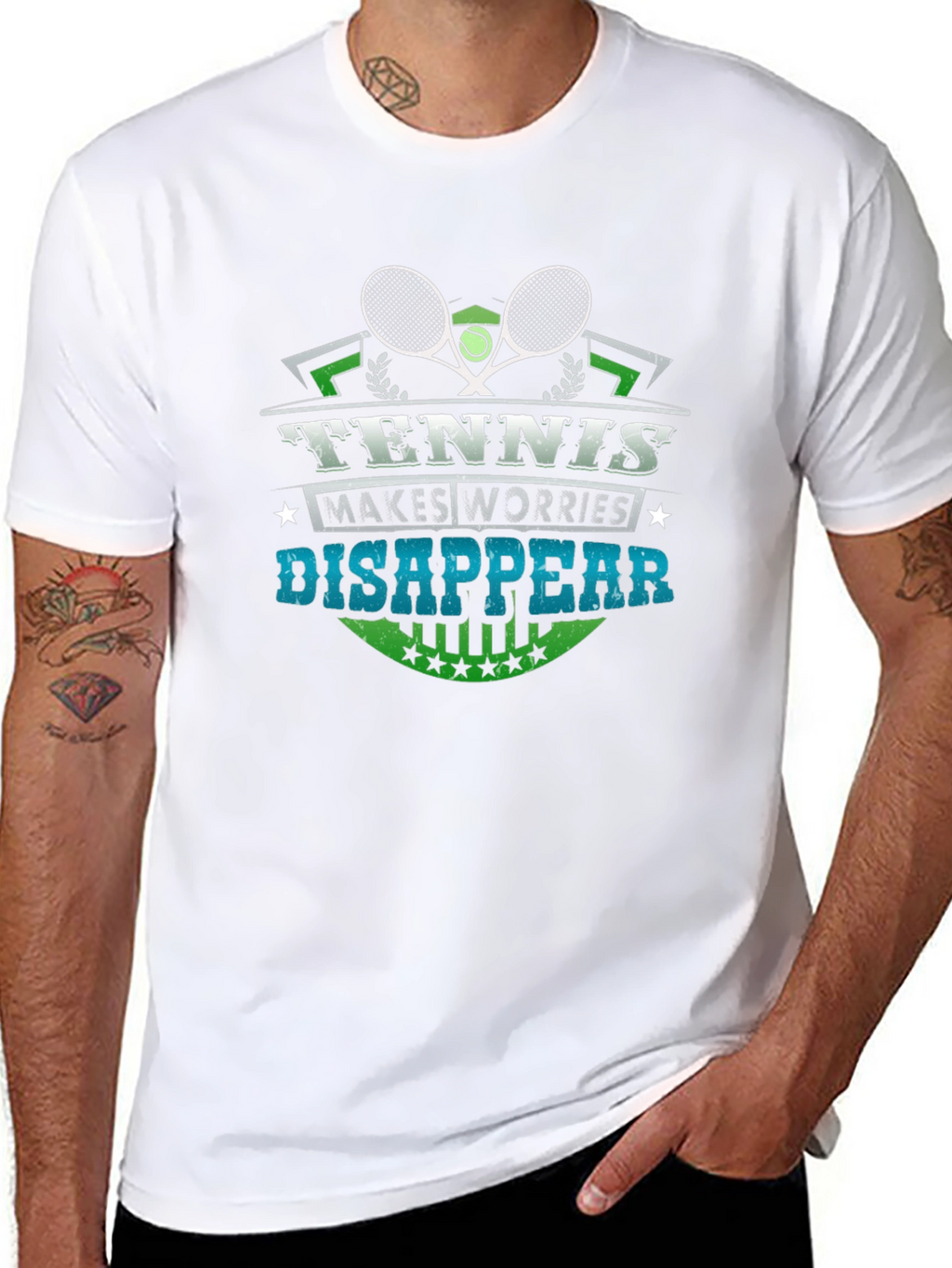 Tennis Makes Worries Disappear Black Graphic Tee