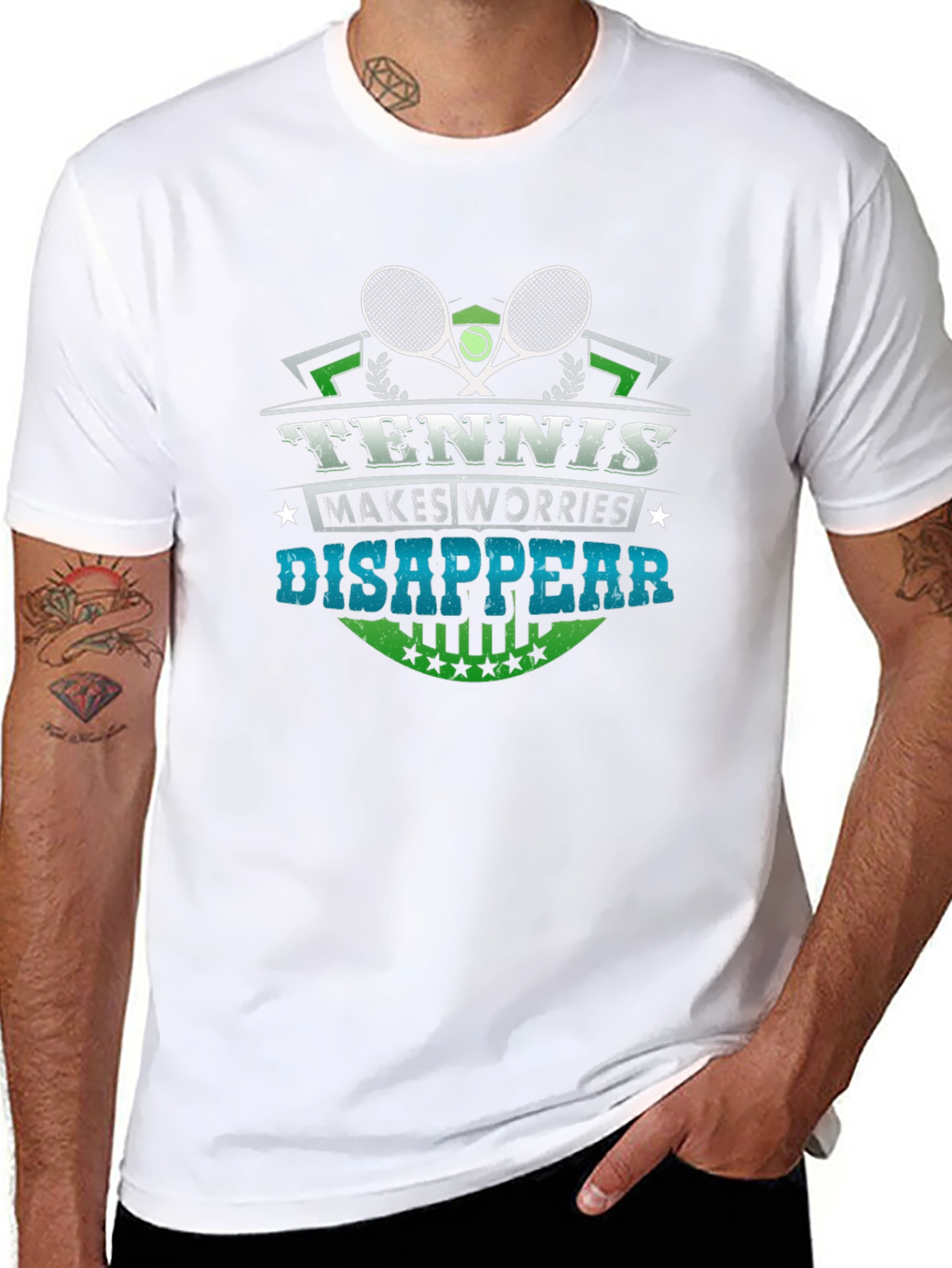Tennis Makes Worries Disappear Black Graphic Tee