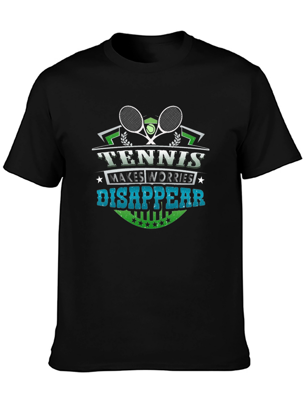 Tennis Makes Worries Disappear Black Graphic Tee
