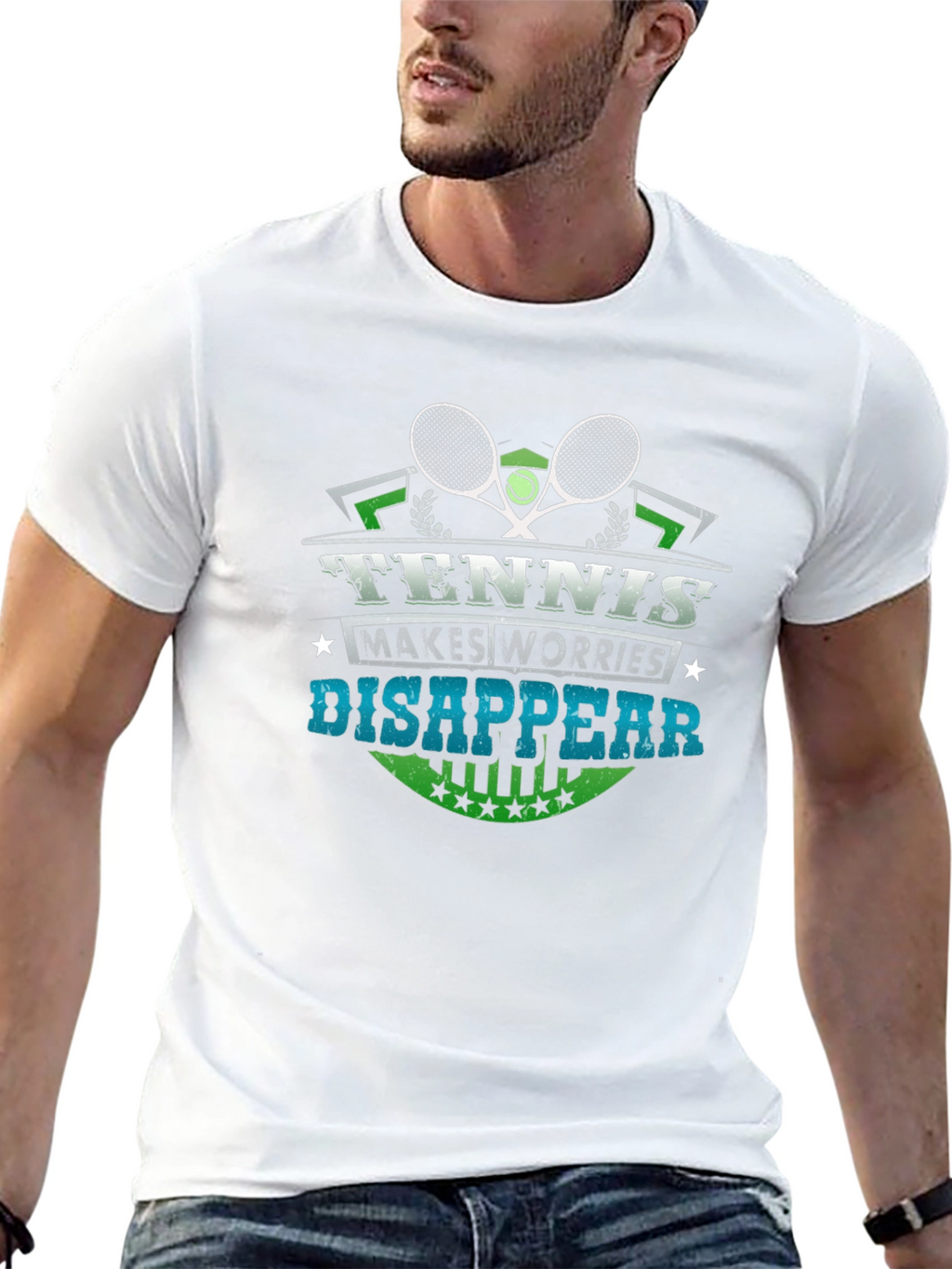 Tennis Makes Worries Disappear Black Graphic Tee